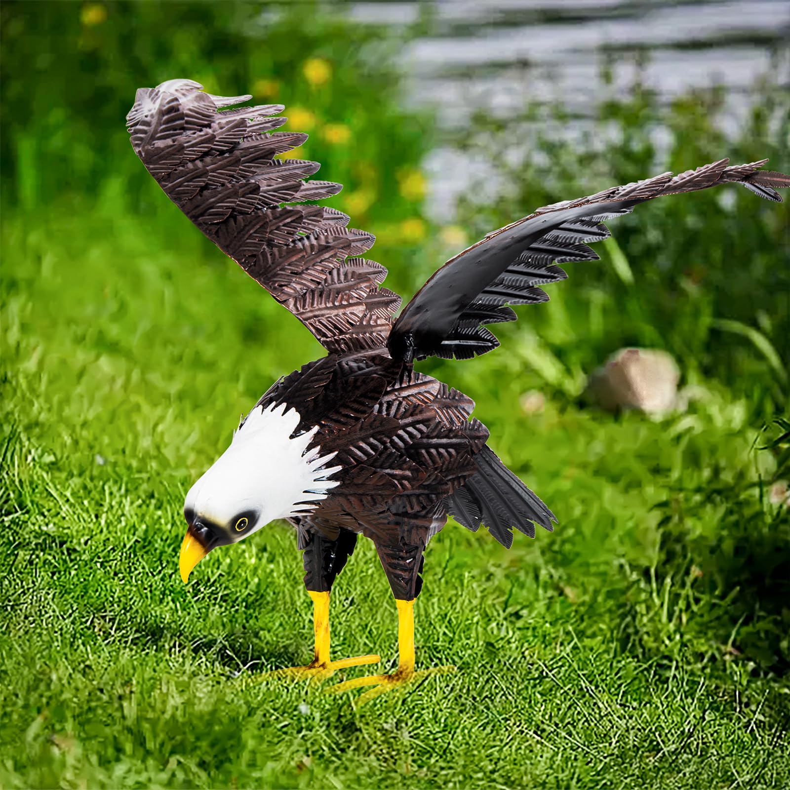 Weißkopfseeadler Statue Gartenskulptur, Metall Yard Art Adler Dekoration, Großer Adler Outdoor Statuen für Garten Hof Rasen Dekoration