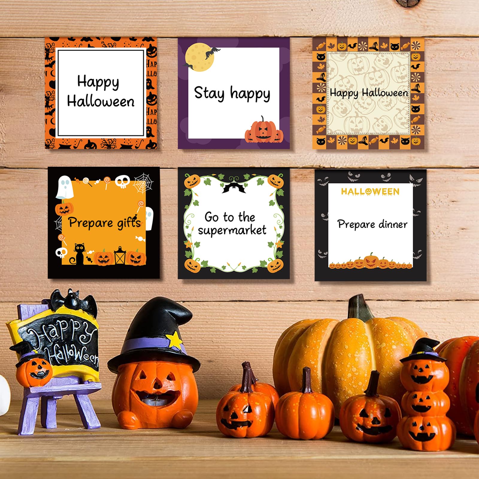 16 Stück Halloween Haftnotizen Selbstklebend Halloween Post It Notes mit Spinne Kürbis Fledermaus Augapfel Halloween Memo Notes für Halloween Schule Büro Zuhause Studenten Lehrer Geschenke je 30 Blatt
