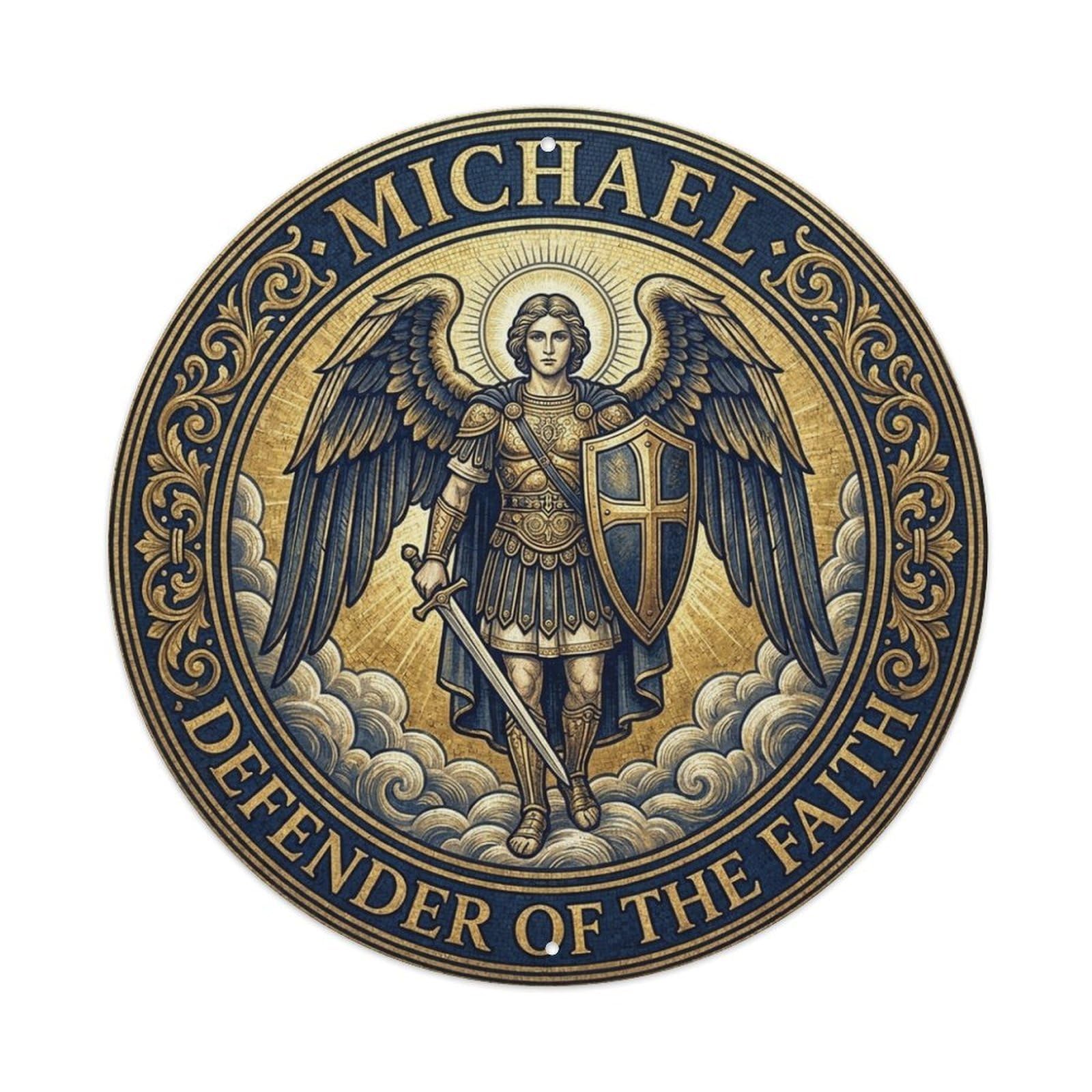 Defender of The Faith St Michael Archangel Guardian Metal Tin Sign