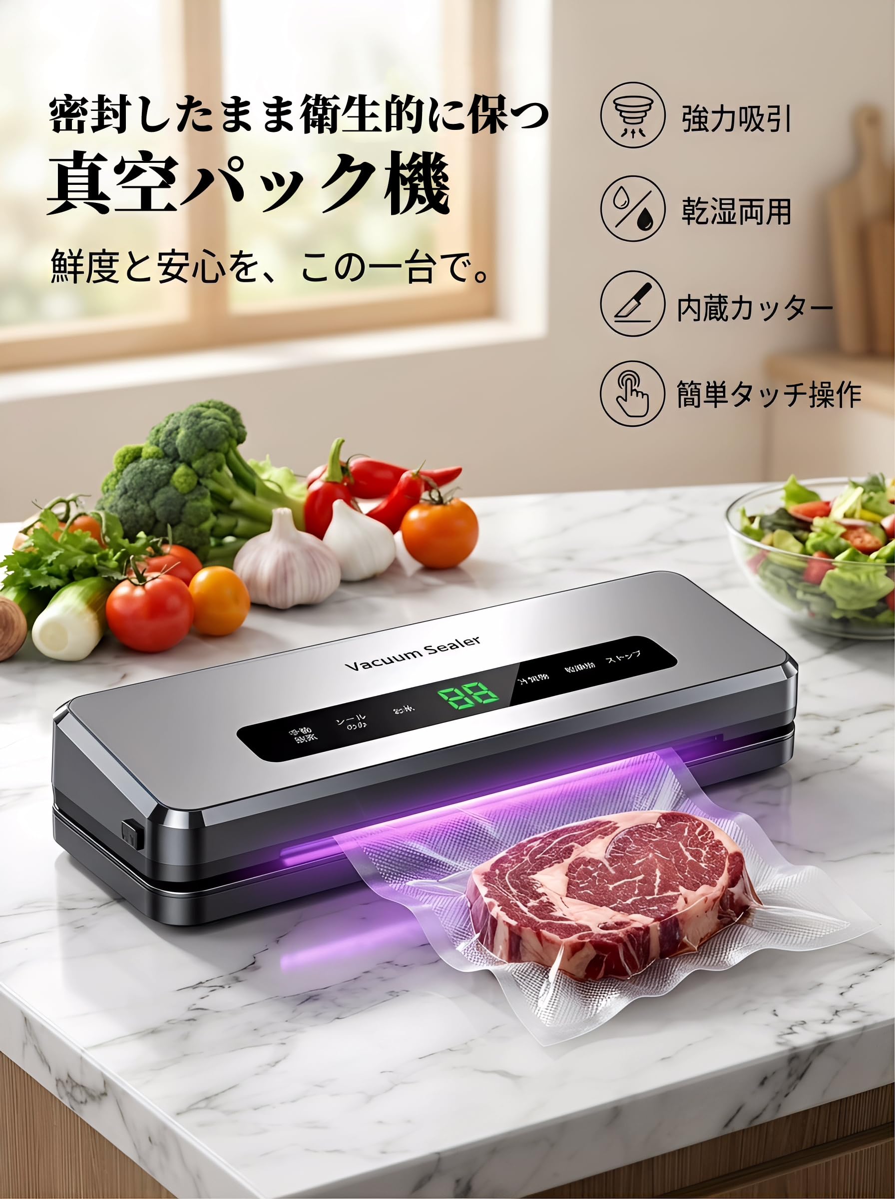Amazon.co.jp: VITSR 真空パック機 フードシーラー【130kPa強力脱気
