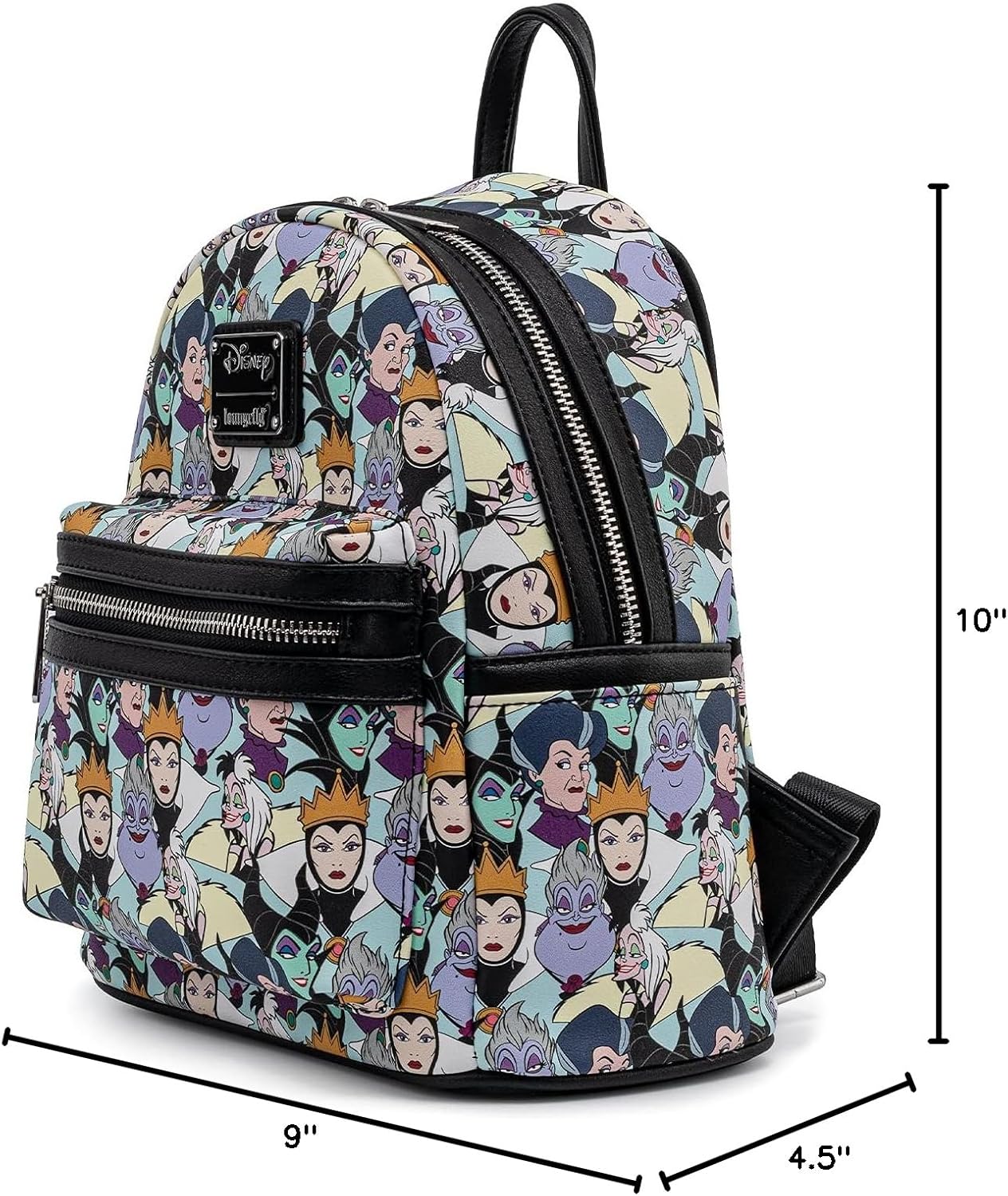 Loungefly Disney Villains Mini-Backpack Handbag Maleficent Cruella Ursula Print - Image 10
