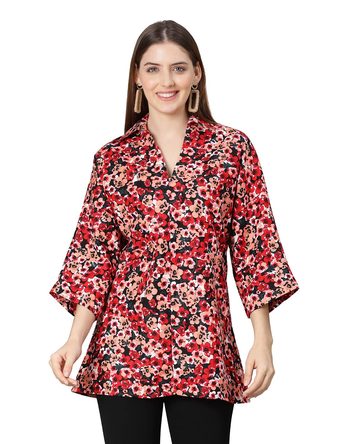 oxolloxo Women Regular Fit Cotton A-Line Kimono Sleeves Printed Casual Tunic-picture-39