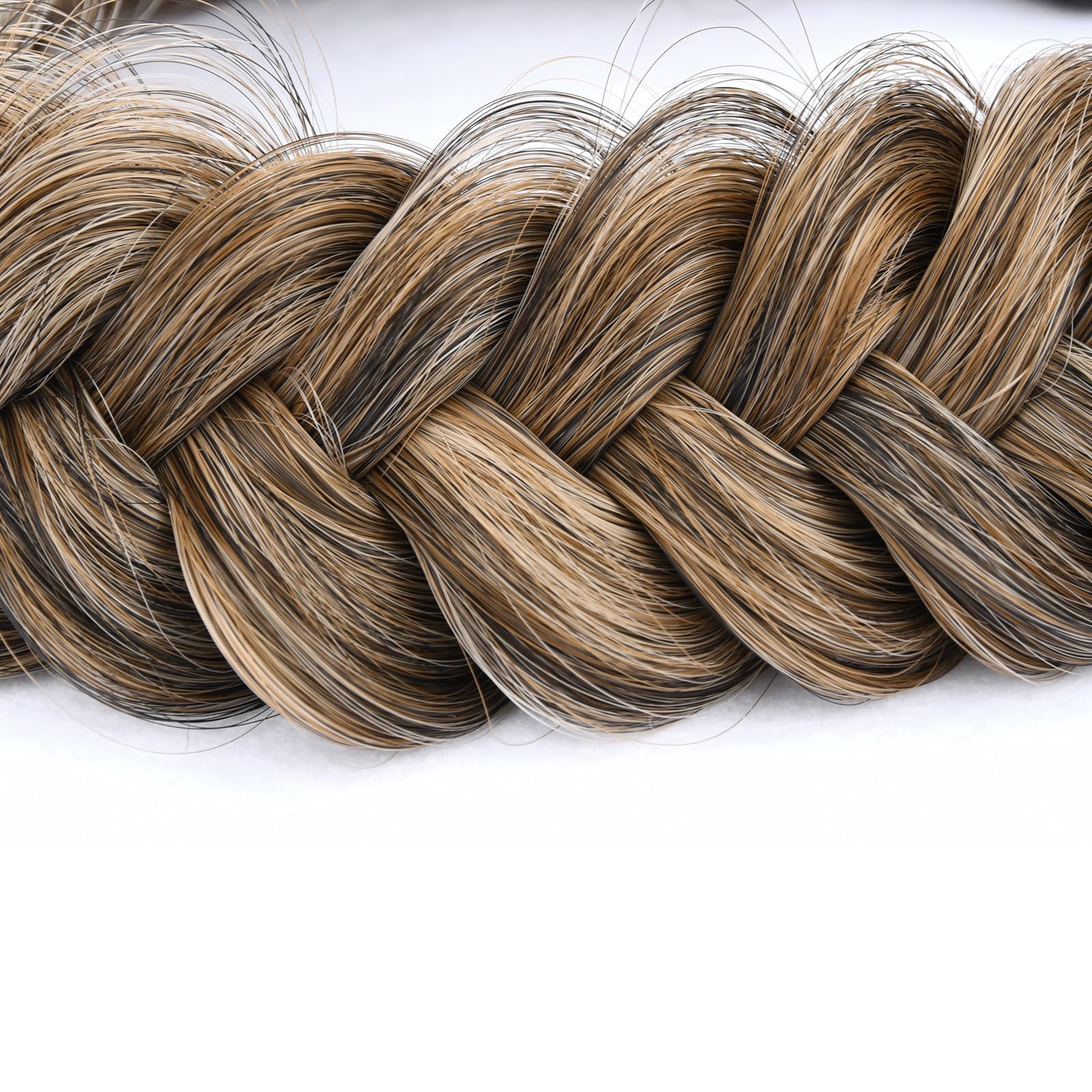 BOBIYA Messy Wide 2 Strand Synthetic Hair Braided Headband Classic Chunky Plaited Hair Headband (Dark Golden Blonde) - Image 2