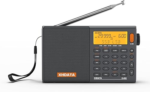 Miniatura 6 de XHDATA D808 Radio Portátil AM FM SW LW Banda Aérea de Onda Corta SSB RDS Radio Digital Multi Banda con Altavoz, Pantalla LCD, Despertador, Antena