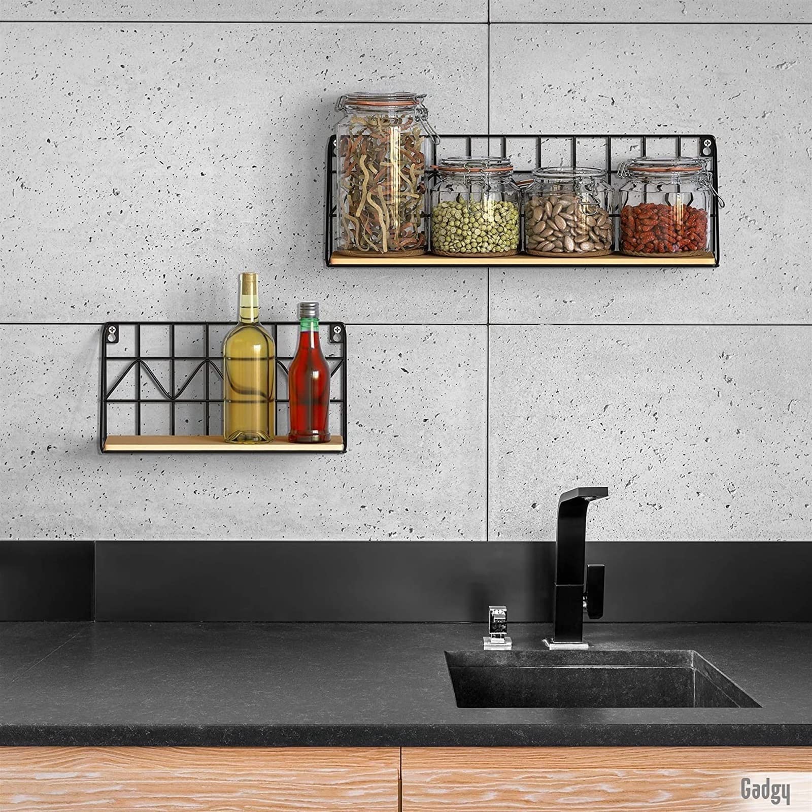 Mensola a Muro Tieyi No-punzonatura Toilette Cucina Portaoggetti da Parete Parete divisoria for cestini