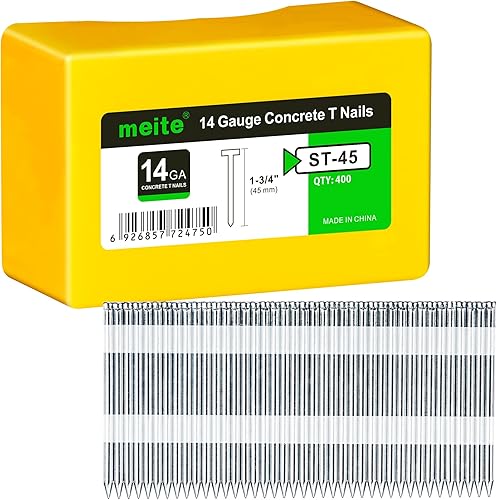 Vista 13 de meite Clavos de hormigón galvanizados calibre 14 de 2 pulgadas para pistola de clavar neumática o eléctrica, clavo de cabeza en T con pegamento