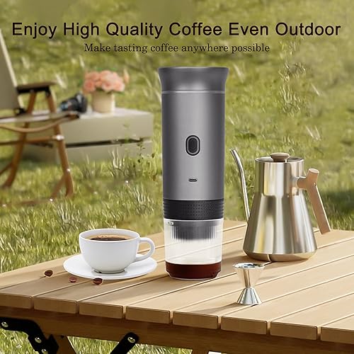 Miniatura 5 de LumoShine Máquina de café expreso portátil, mini máquina de café expreso, cafetera autocalentable compatible con café molido, cápsula para camping,