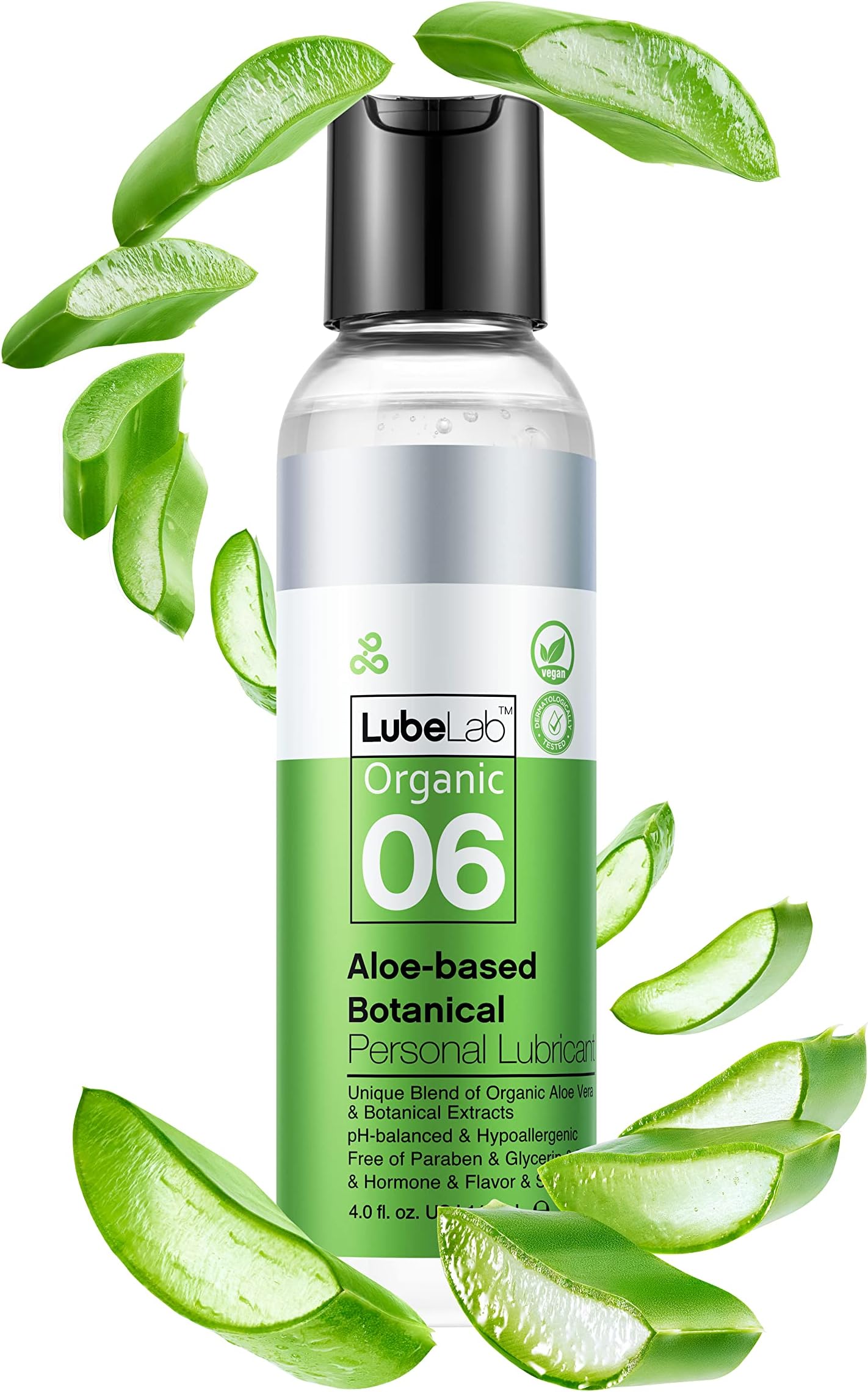 Lubelab Organic Water-Based Lube & Moisturizer 4 Fl Oz w/Aloe Vera & Multiple Botanical Extracts, Hypoallergenic Personal Lubricant for. Free of Parabens & Glycerin & PEGs, Made in The USA