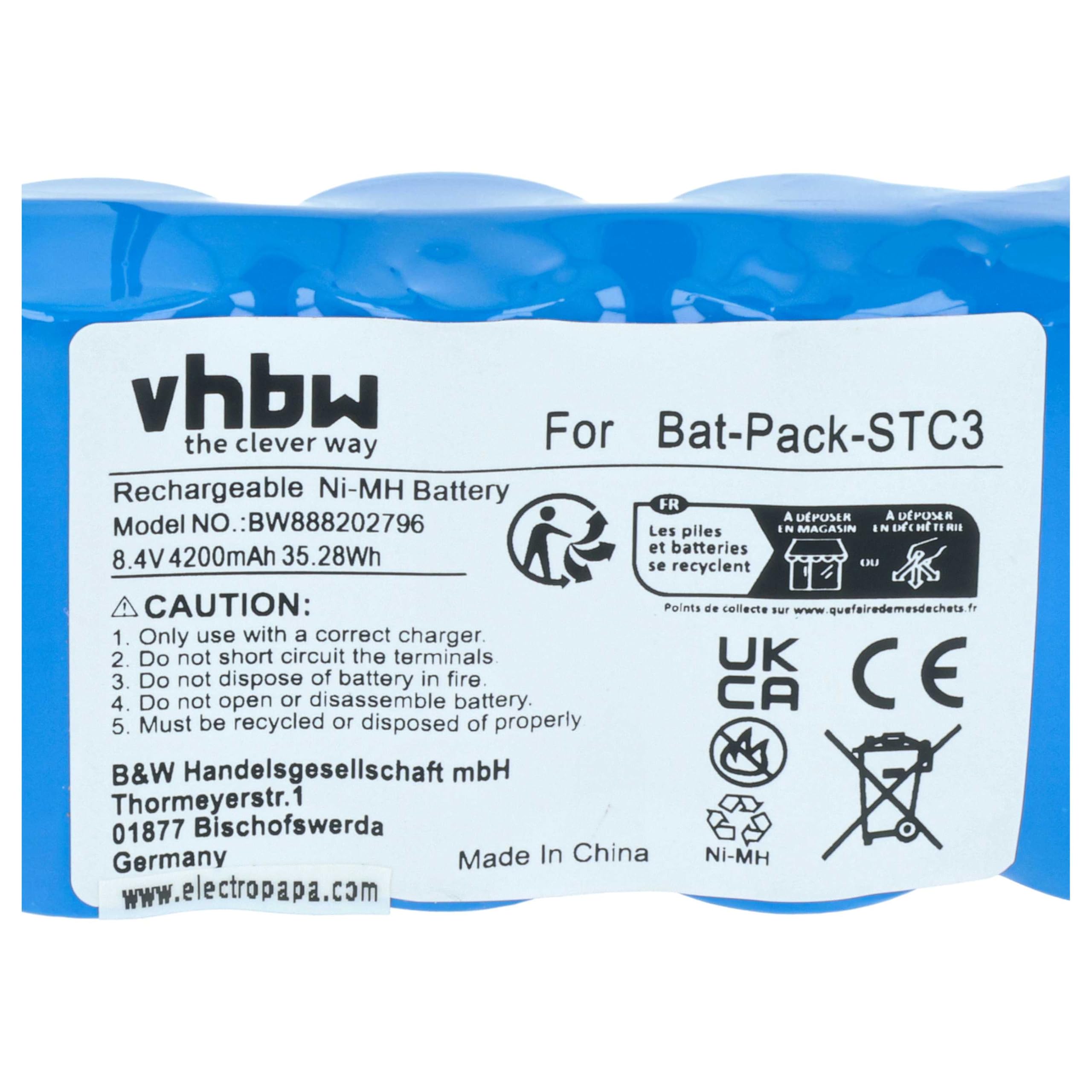 vhbw batteria compatibile con Rover HD Compact, HD Flash, HD DVB-C2, HD ISDBT, HD One, HD Light dispositivo di misurazione (4200mAh, 8,4V, NiMH)