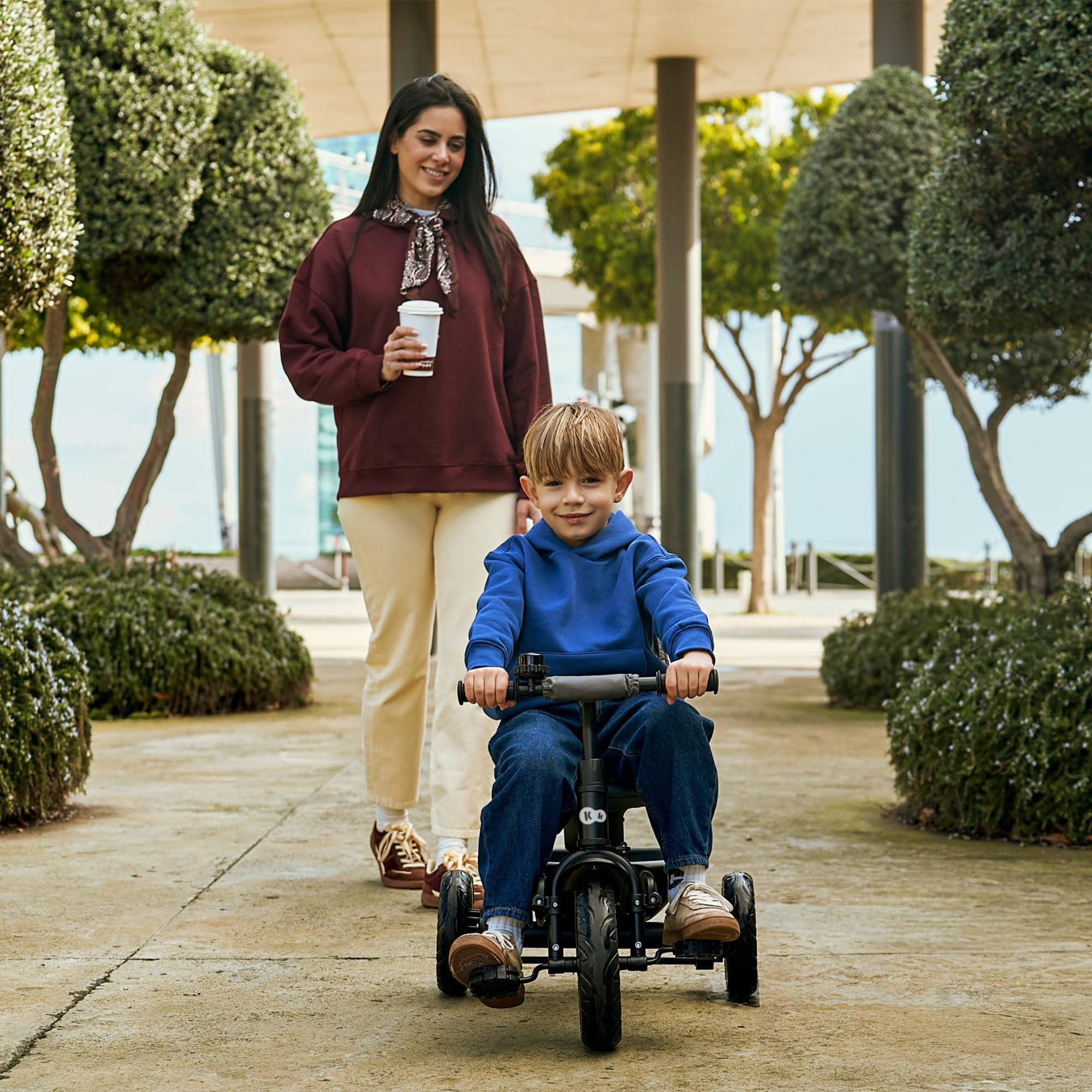Kinderkraft ASTON 2 PLUS triciclo bambini 6 in 1, seduta 360°, posizione semi-reclinata, maniglione genitori, capottina, pedali liberi, Verde