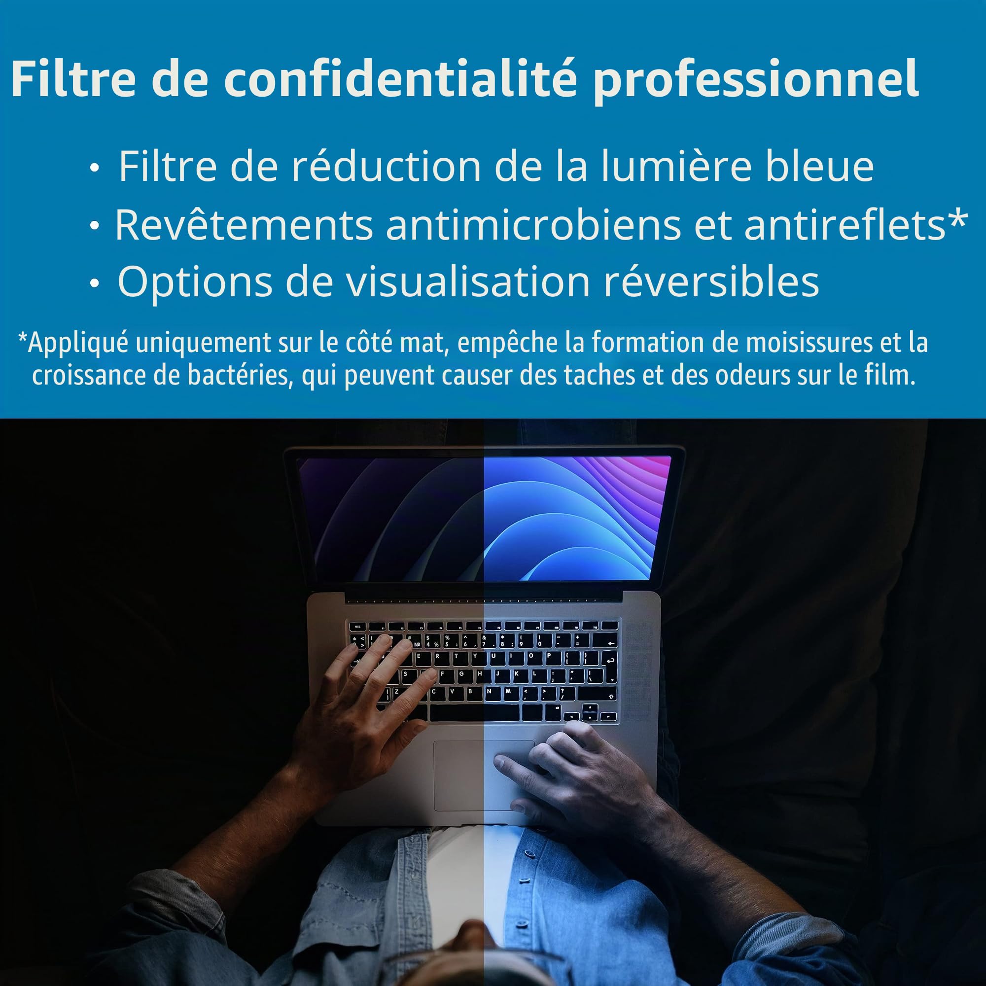 Kensington filtre de confidentialité magnétique MagPro pour écran 15.6'' (16:9), anti-reflets, anti lumière bleue, anti-rayures, compatible avec les PC portables Lenovo ThinkPad, HP, Dell, K58353WW