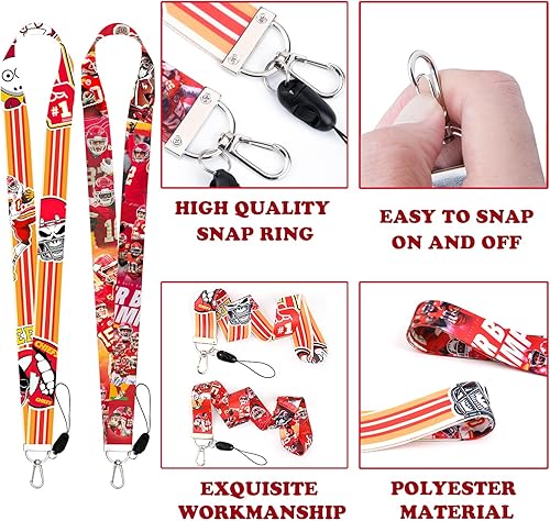 Miniatura 3 de Babymiu Cordón deportivo de fútbol con soporte para identificación (paquete de 2) para cartera con llavero. Regalos de fútbol Merchandising