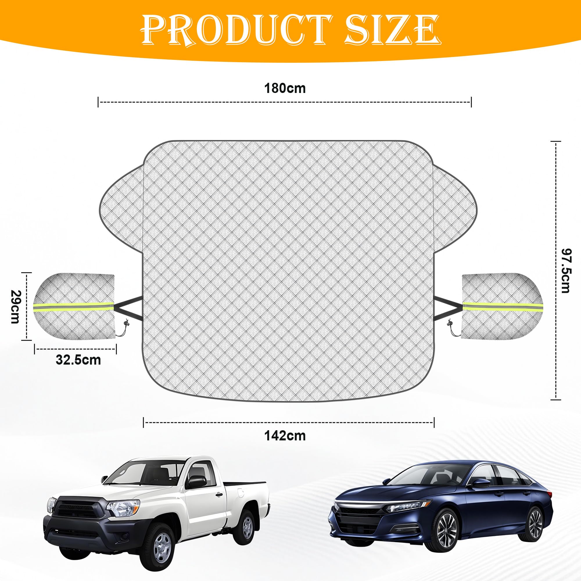 Protector de Parabrisas Delantero Universal, Parasol Exterior Coche,Cubierta para Parabrisas de Coche con Cubiertas de Espejo Que se Adapta a la mayoría de los vehículos, 150x100cm