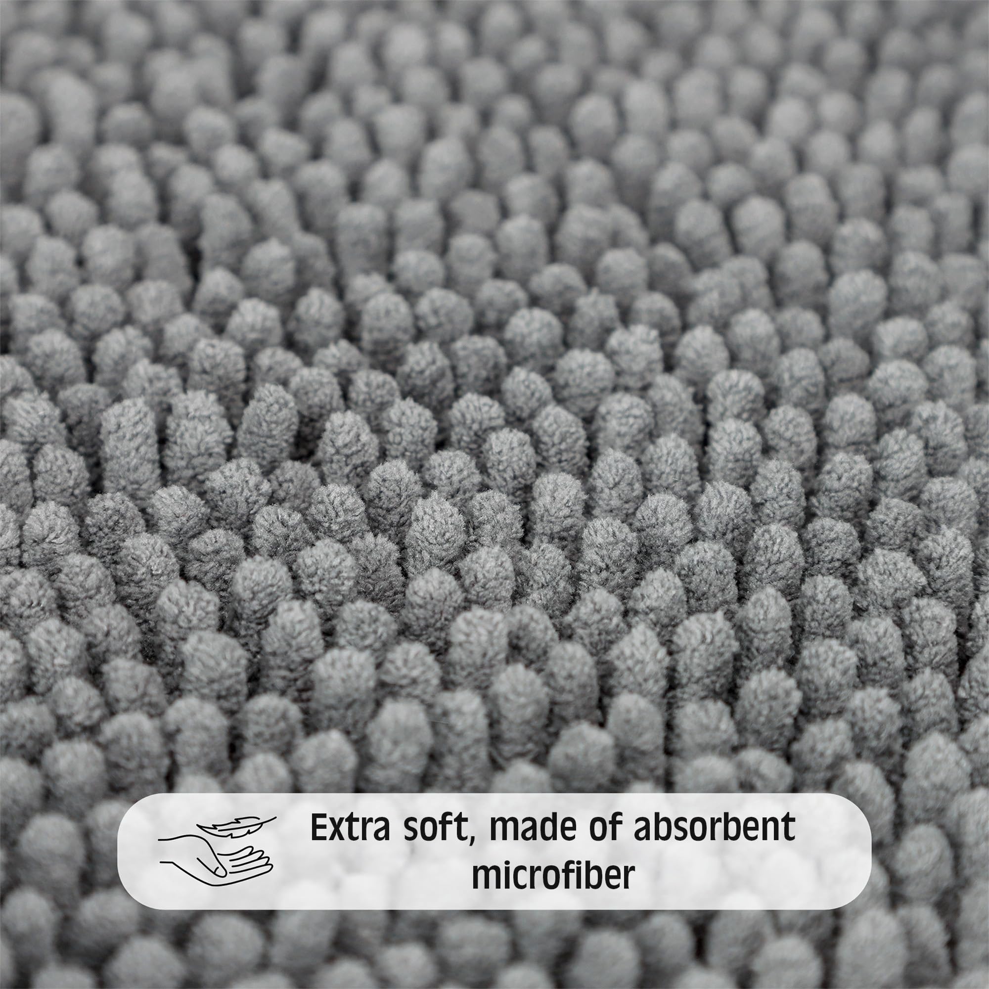 WohnDirect Alfombra Baño Gris 45x45cm • Alfombrilla baño Antideslizante y Lavable • Cómoda Y Súper Absorbente — view 7