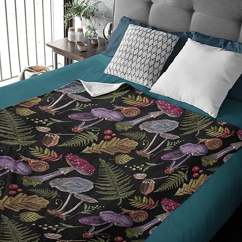 Miniatura 9 de Nagasena Manta vintage de hongos, manta cálida para cama para sofá y mascota, ultra lujosa, cálida y acogedora para todas las estaciones, tamaño