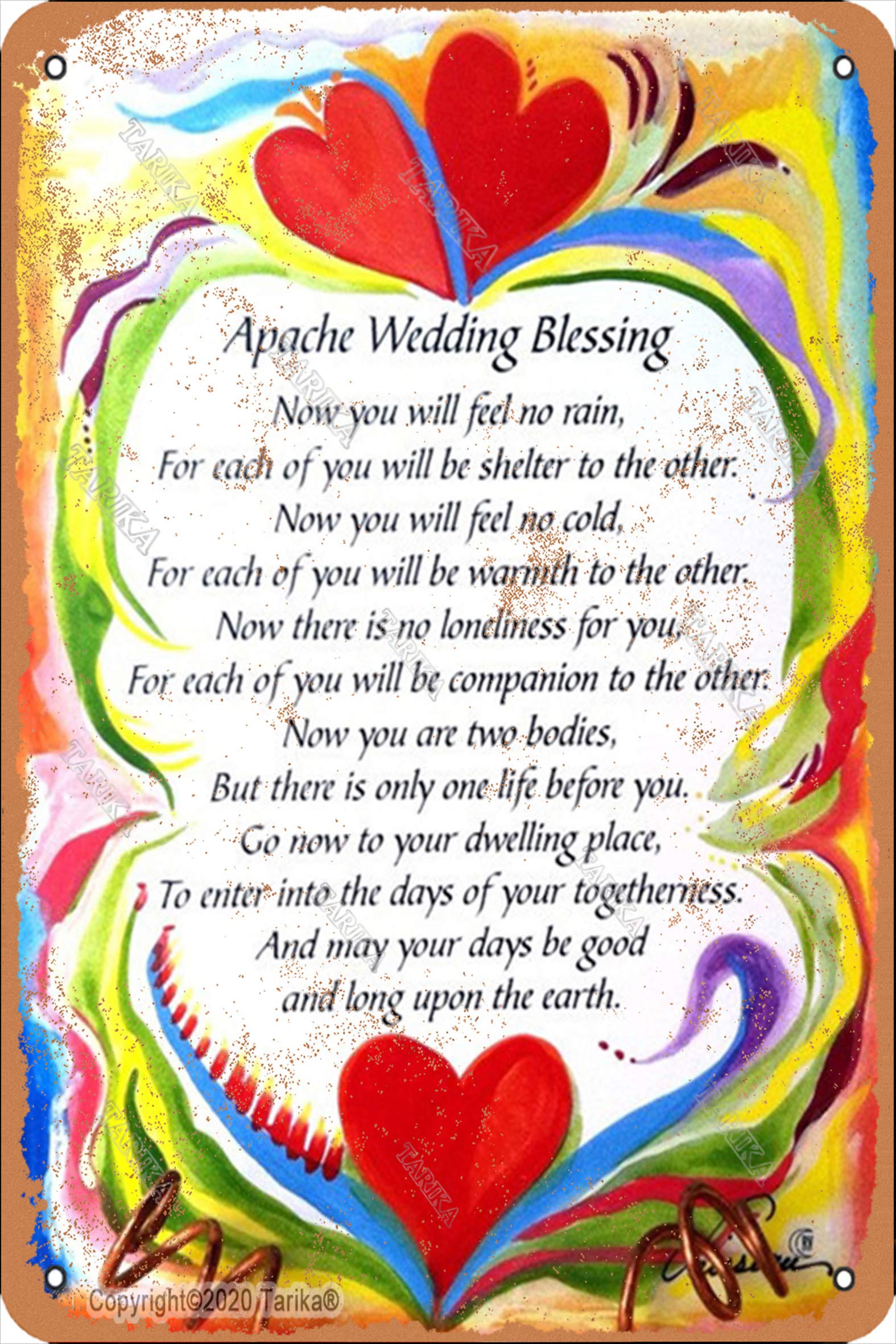 Tarika Red Apache Wedding Blessing 8X12 Inch Iron Retro Look Decoration Art Sign For Home Kitchen Bathroom Farm Garden Garage Inspirational Quotes Wall Decor