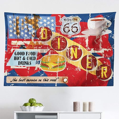 Miniatura 50 de Lunarable Tapiz de rapero, astronauta con un boombox retro para escuchar música en el espacio, impresión de audio de tira cómica, decoración de tela