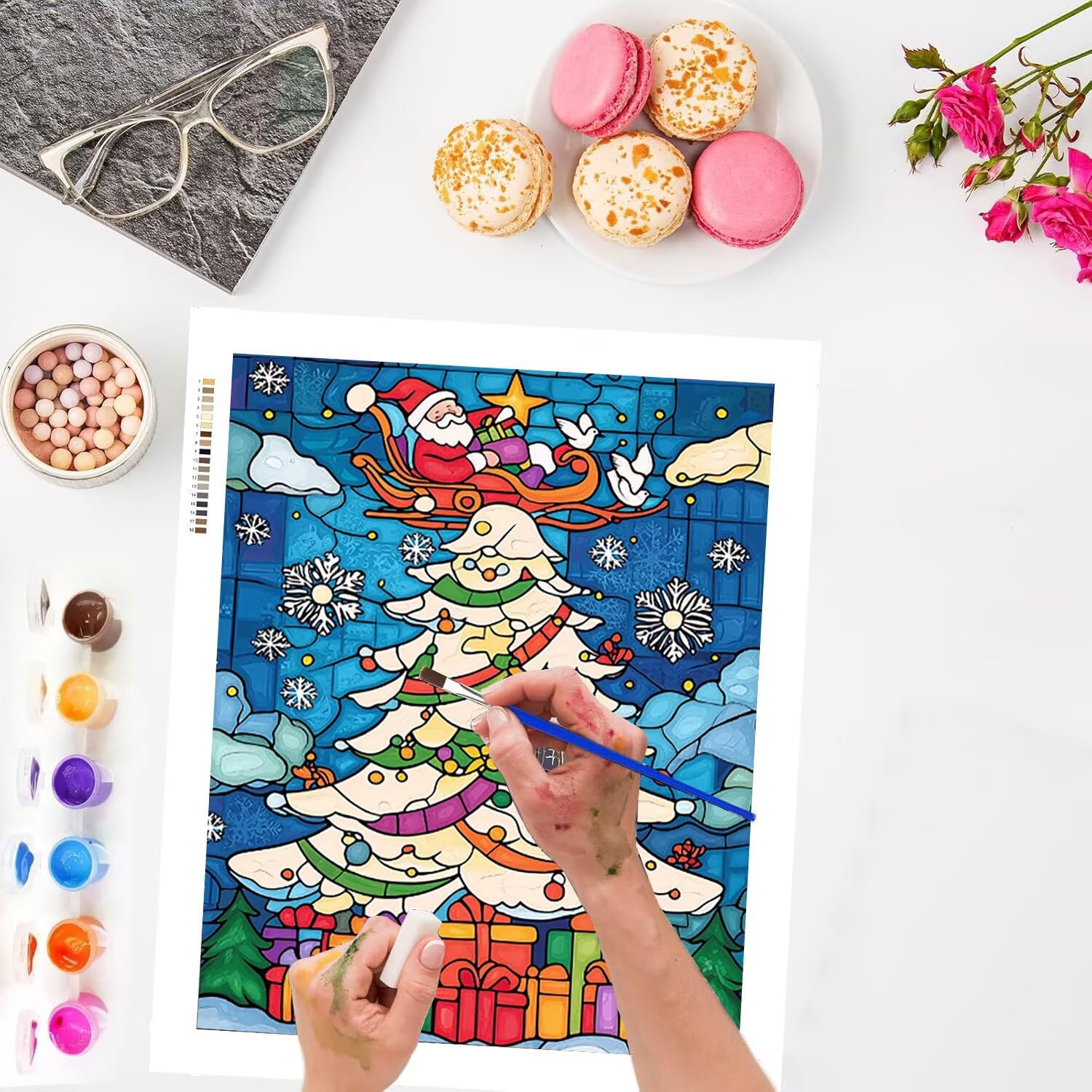 Kit de peinture par numéros pour adultes - Sapin de Noël - 70x90cm v-875
