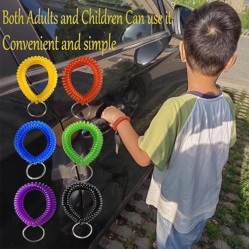 Miniatura 6 de Llavero de resorte de bobina de muñeca de plástico Llavero espiral estirable Llaveros Llaveros de muñeca