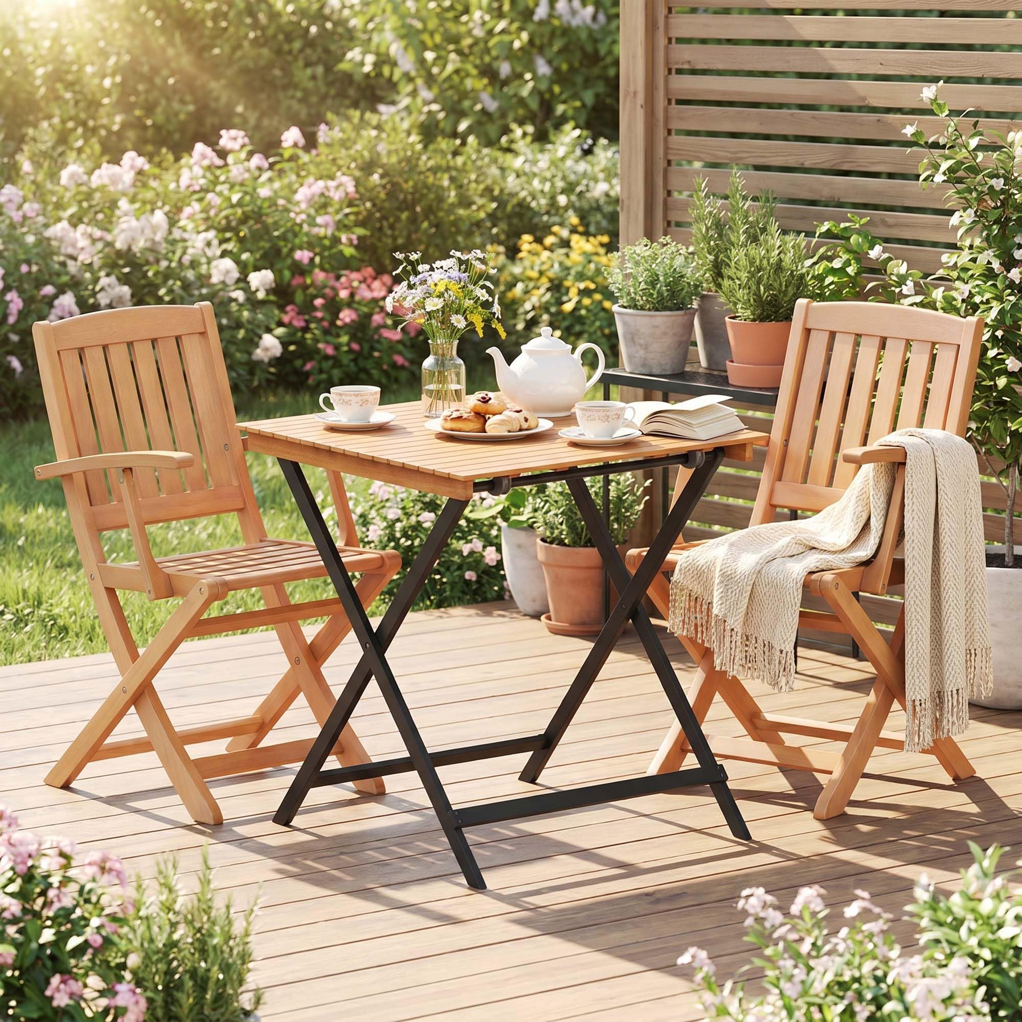 GIANTEX Table de Jardin Pliante en Bois d'Acacia