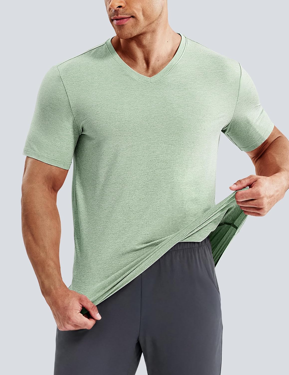 MIER Mens Dry Fit V Neck T-Shirts, Soft Short Sleeve Workout Tee Tops | X-Sofort Performance Tshirt for Athletic Running Active Gym; Breathable, Resists pilling, Keeps shape, Moisture Wicking