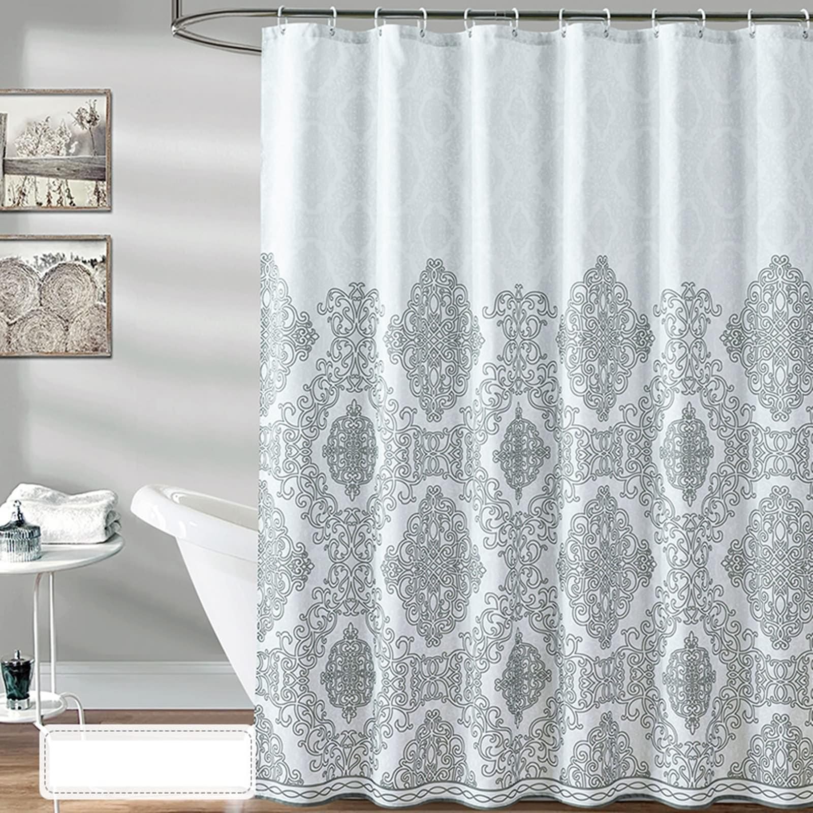 Rideau de douche 180x200 gris vintage en polyester pour rénover une salle de bain ancienne