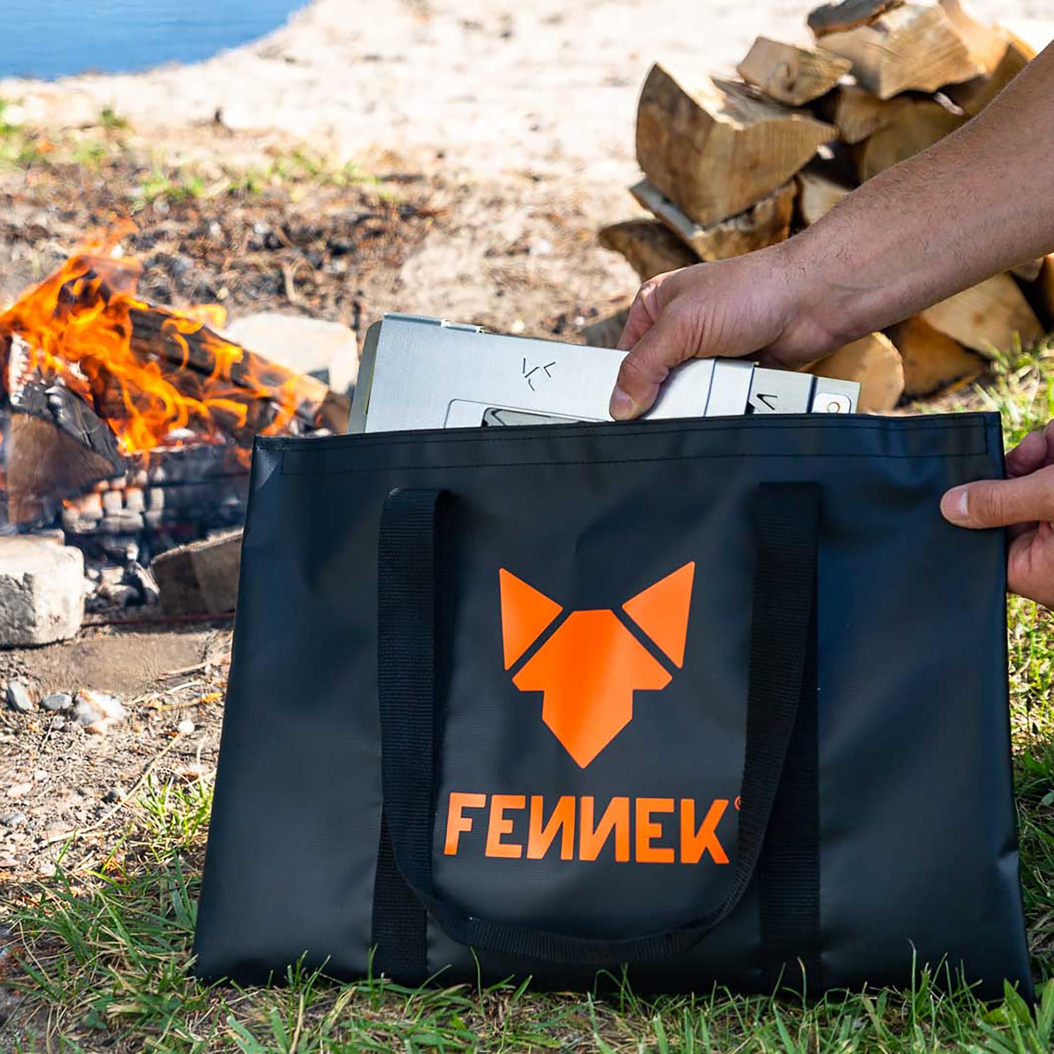 FENNEK 4FIRE | Asadora Desmontable para el brasero Hexagon | con Parrilla y Plancha para Acampar, autocaravanas, el jardín o IR de Pesca | Acero Inoxidable…