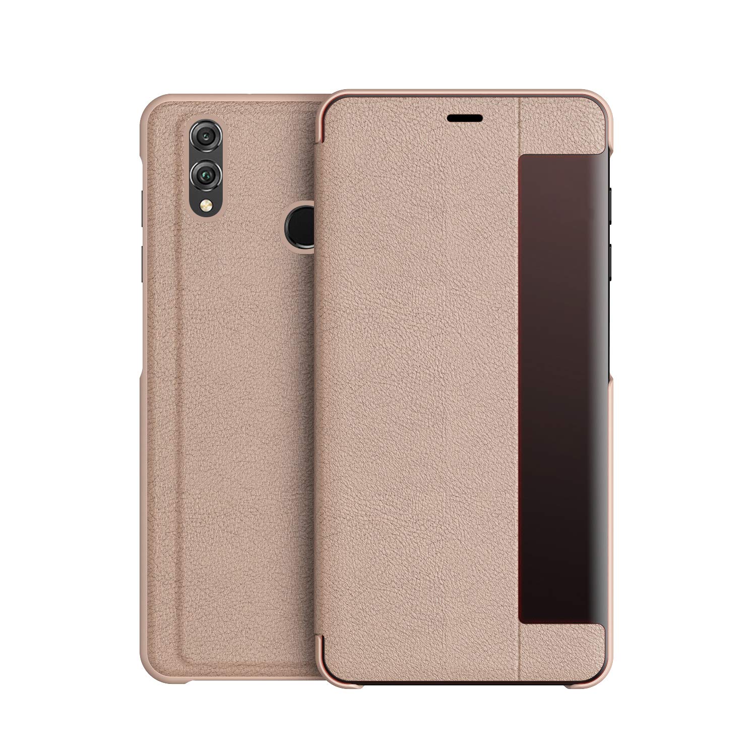 KANSI compatible for Honor 8X Case, Flip PU Leather Case Cover + Tempered Glass - Rose gold