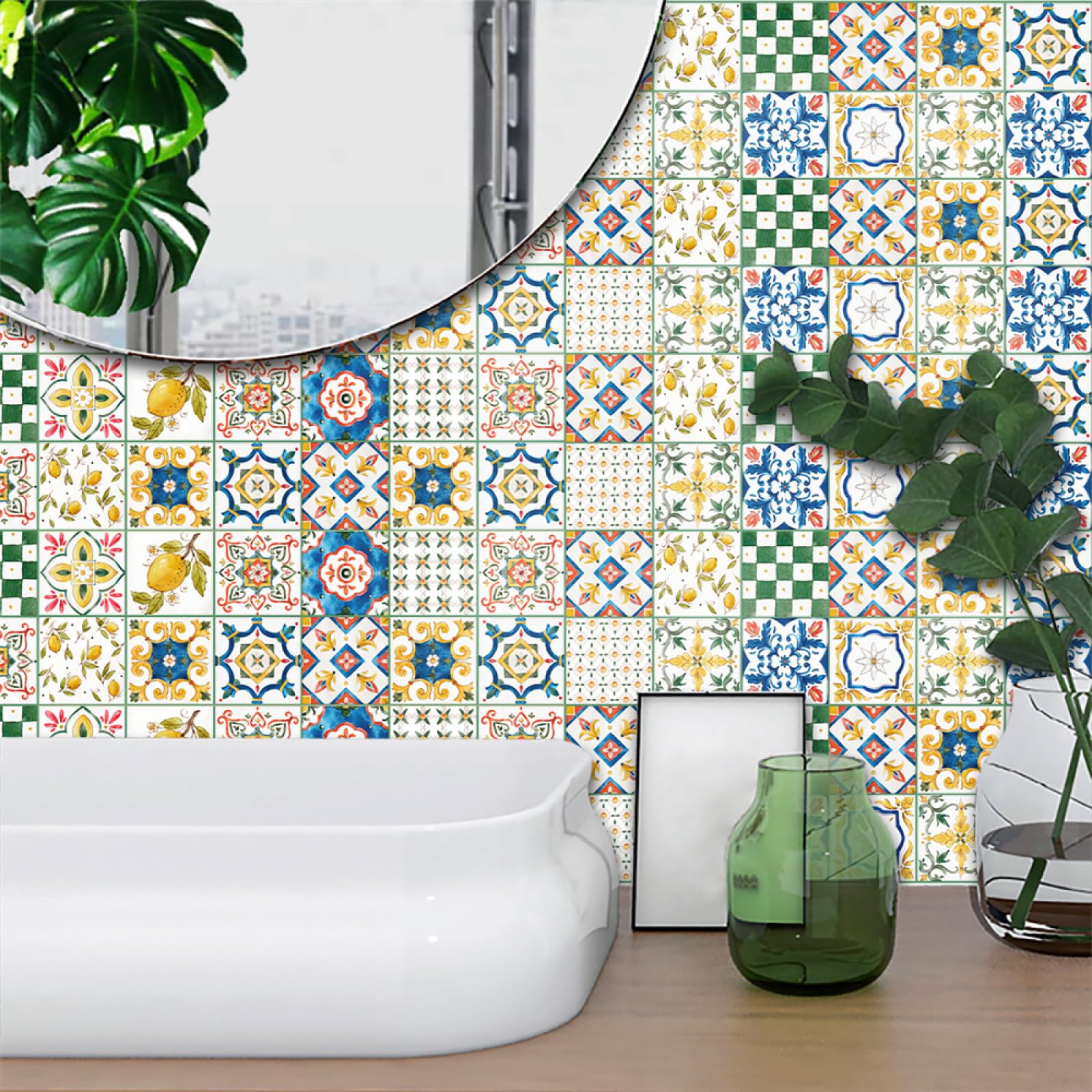 Lwlfc Stick On Tiles 30X240cm Lemon Tile Stickers Transfers For Bathroom Kitchen,Peel And Stick Wall Stickers Self Adhesive Vinyl Waterproof Oil Proof Home Decor