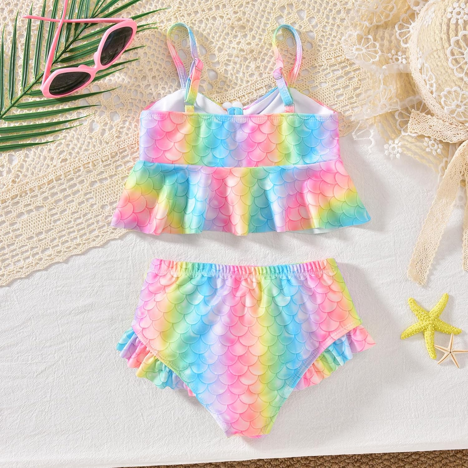 6-4T Toddler Baby Girls Swimsuit Adjustable Straps Bikini Bathing Suit Infant Swimwear