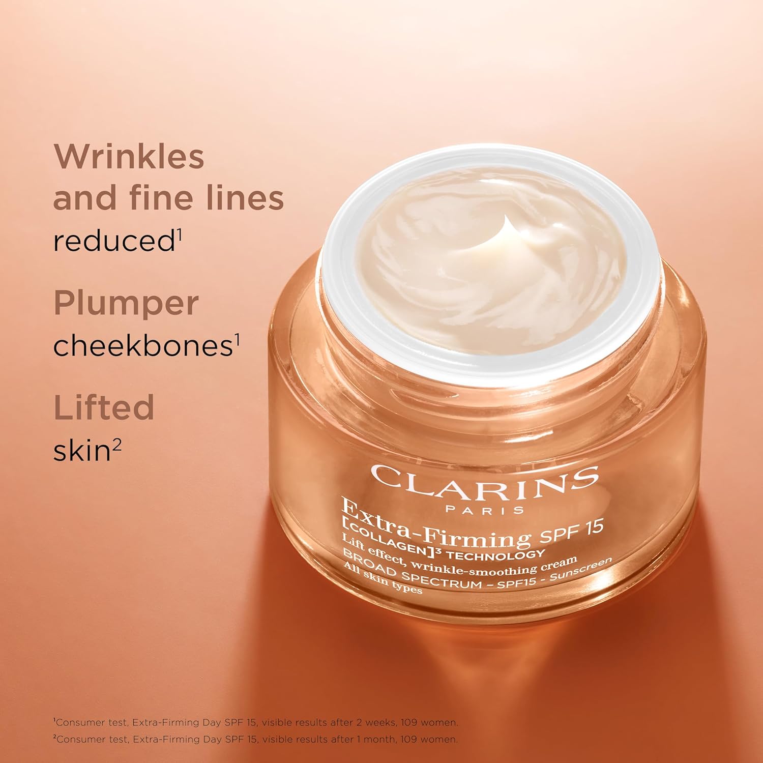 Clarins NEW Extra-Firming Day Moisturizer SPF 15 | Firming Anti Aging Face Cream | Contains Collagen Polypeptide & Niacinamide | UVA/UVB Protection | All Skin Types - Image 2