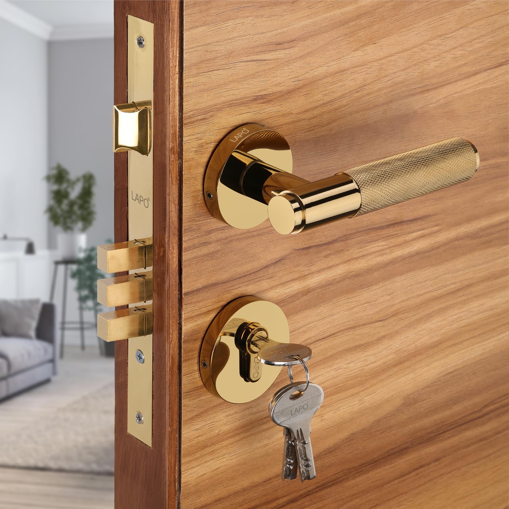 LAPO Antique Bathroom Door Lock - Keyless & Brass -9