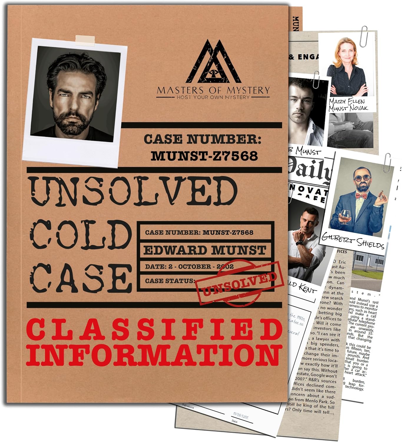 Masters of Mystery Unsolved Cold Case File – Murder of a Dot Com Boomer – Detective Crime Investigation Game for Adults & Teens – Evidence Pack Mystery Puzzle
