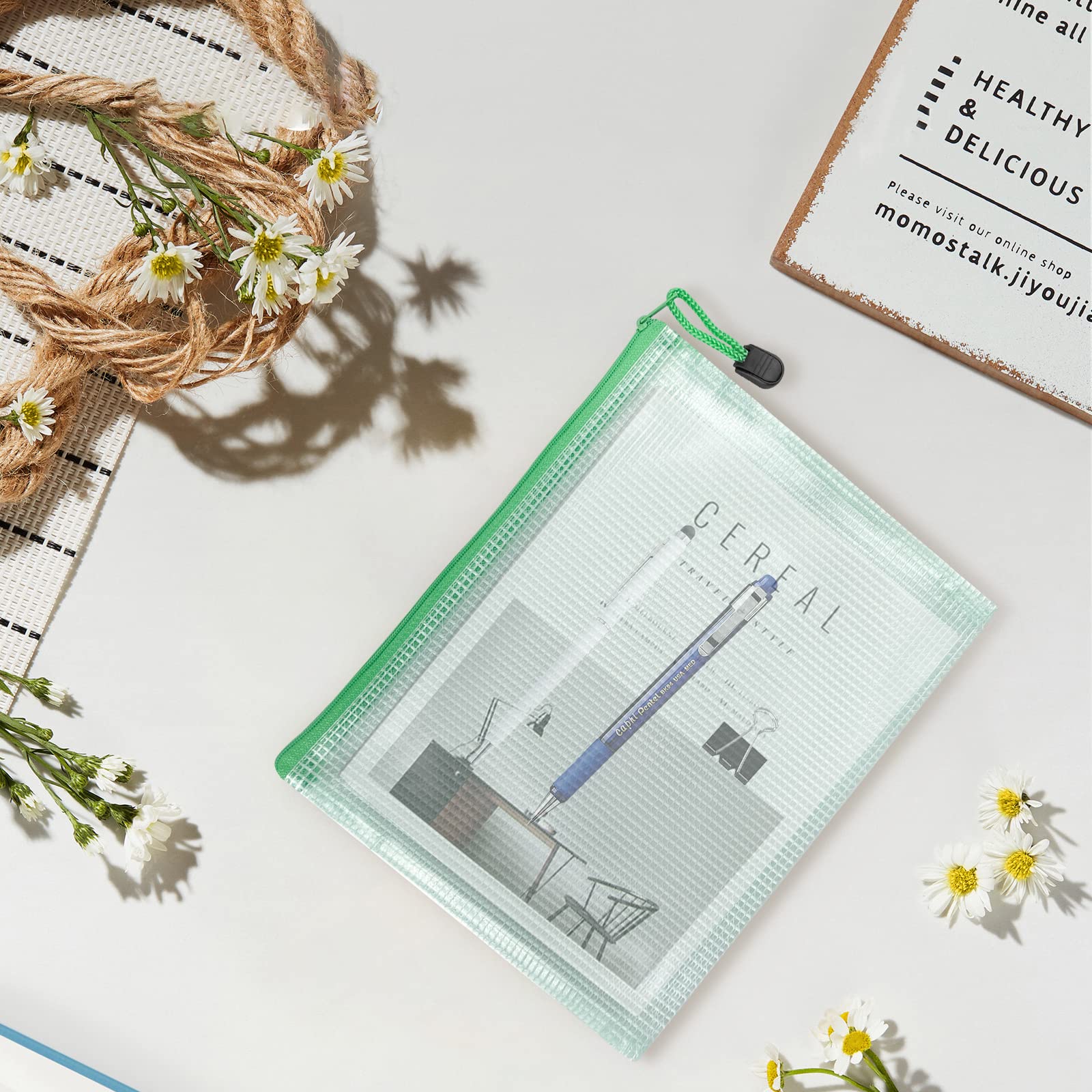 10 Borse Con Cerniera A4 Impermeabili - Portadocumenti Pratici Per Scuola, Ufficio E Viaggi - 5 Colori Vivaci - Foto 10