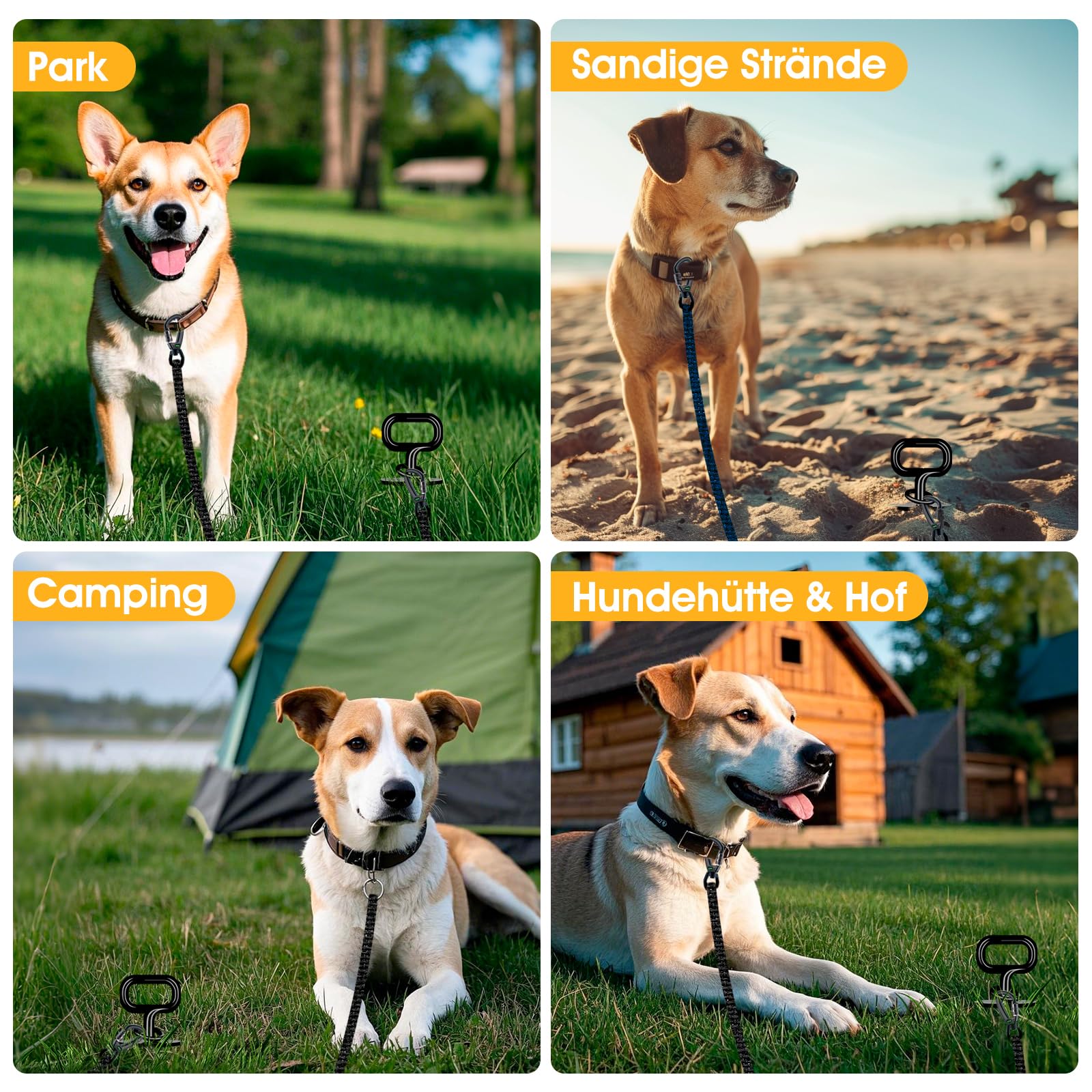 Piquet Chien Exterieur Pro jusqu'à 100 KG, Piquet Ancrage Système Antirouille Mise à Niveau, Ancrage au Sol Chien avec Rotation à 360°, Piquets d'ancrage Adapté à pour la Cour, Le Camping, la Plage