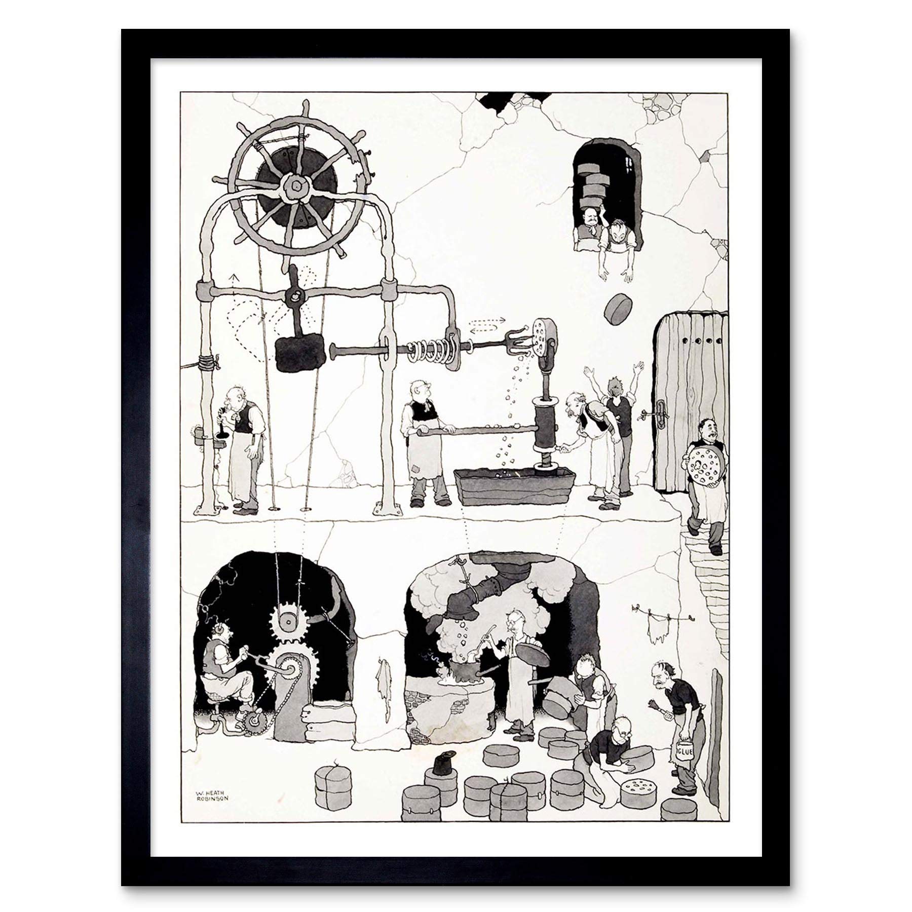 Wee Blue Coo The Man Heath Robinson Art Print Framed Poster Wall Decor 12X16 Inch