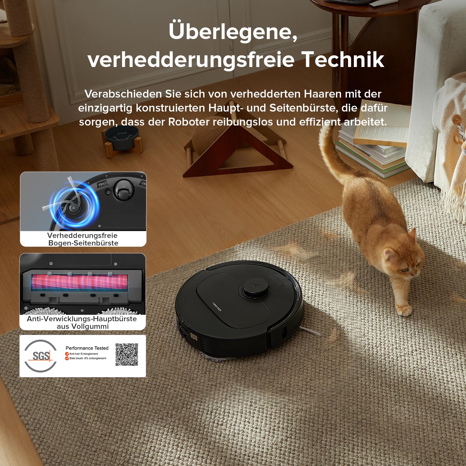 roborock Qrevo Serie Saugroboter mit Wischfunktion, 8000Pa Saugkraft(verbessert von Qrevo S), Anti-Verfilzungs-Seitenbürste, Hindernisvermeidung, LiDAR-Navigation, All-in-One Dock,Schwarz(QV 35A Set) - 5
