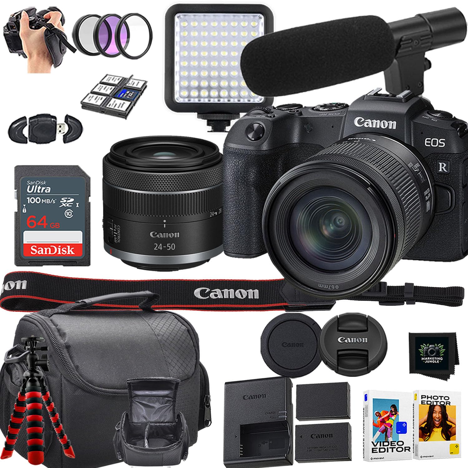 Canon EOS RP Mirrorless Camera + Canon RF 24-50mm f/4.5-6.3 is STM Lens + 64GB SanDisk Memory Card + More (18pc Bundle) (Renewed)