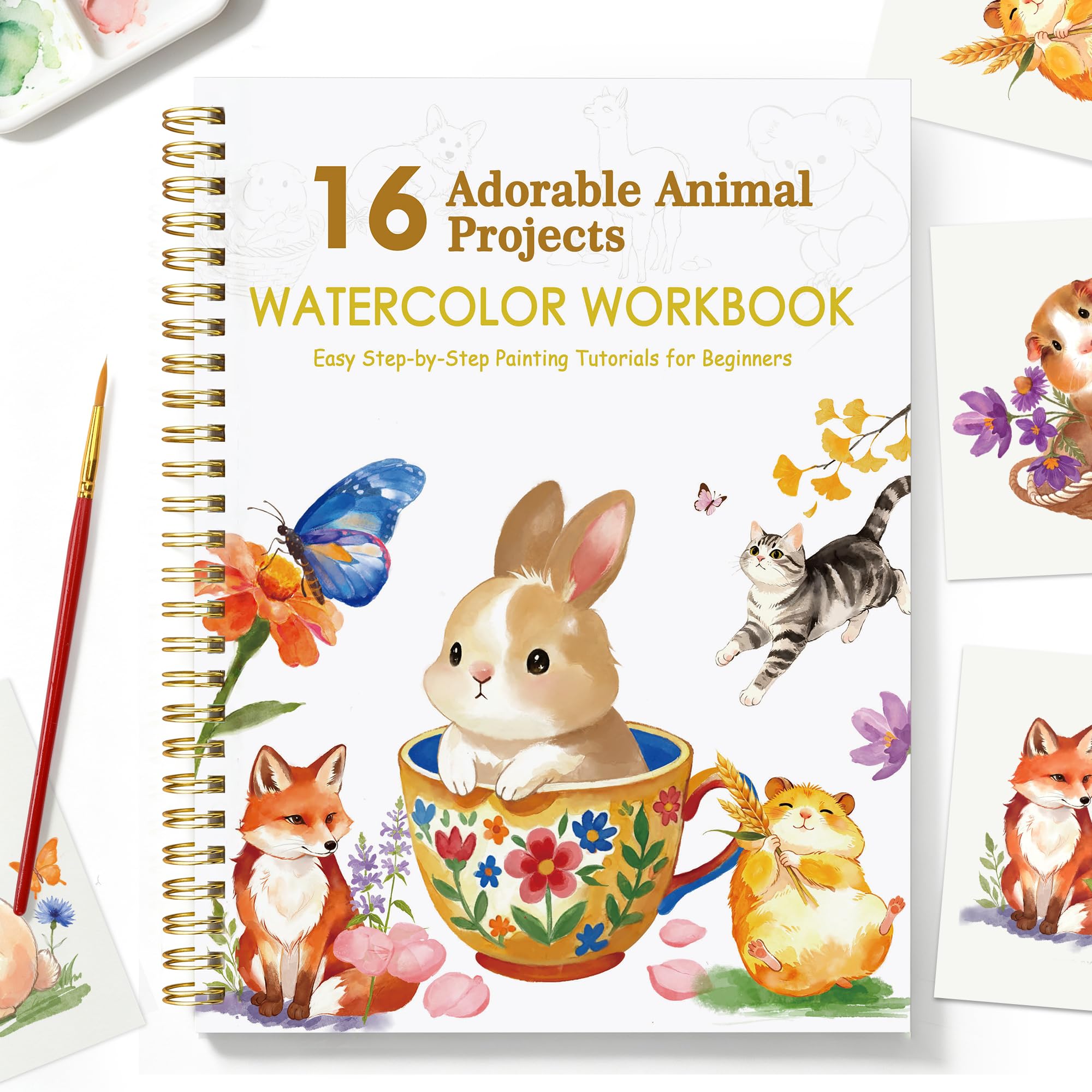 Watercolor Workbook for Beginners - Floral Painting Kit -13