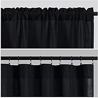 Vista 5 de Guken - Cortinas de lino negro de 108 pulgadas de largo para sala de estar, dormitorio, juego de 2 paneles, bolsillo para barra, cortinas