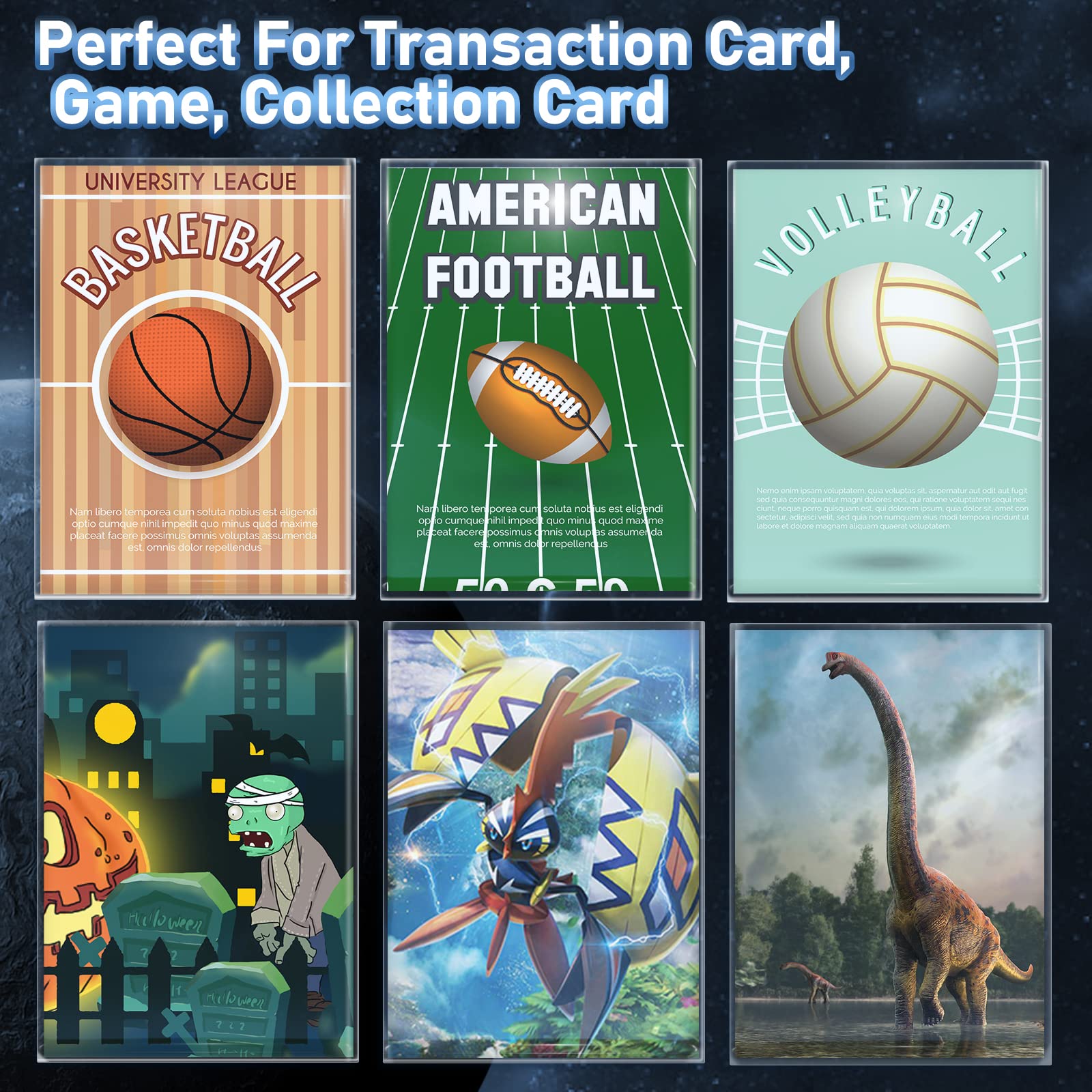 Bustine Carte Protettive Pokemon, 100 Card Sleeves per Giochi di Carte Collezionabili, 67 x 92 mm, Non Sigillato