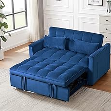 DWVO 55" Convertible Sofa Bed, 3-in-1 Sleeper Sofa with Pull-Out Bed, Velvet Futon Couch with Adjustable Backrest and USB, Modern Loveseat for Living Room Apartment, Light Grey