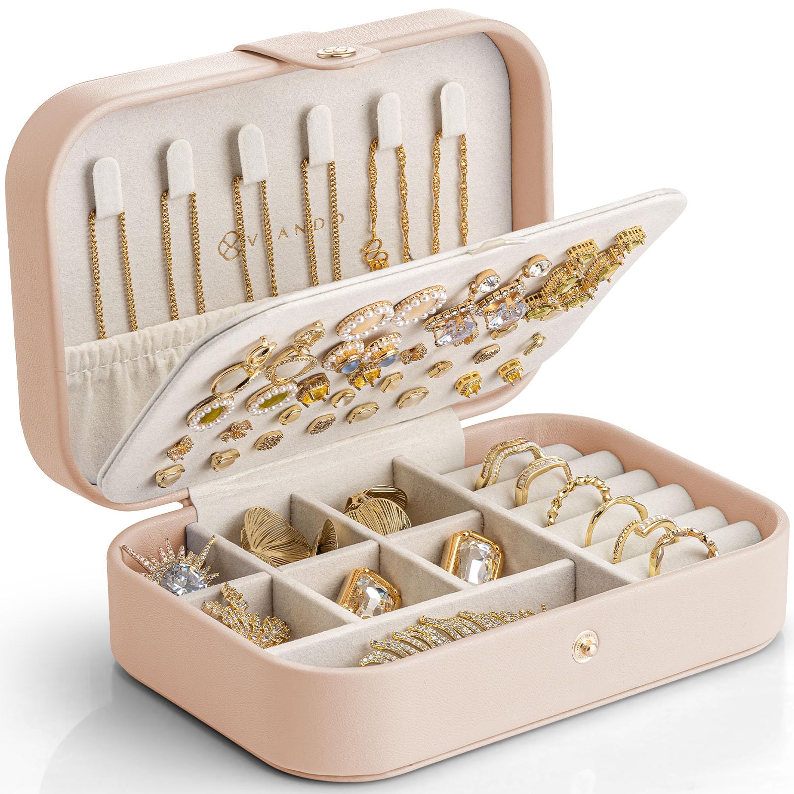 VLANDO Schmuckkästchen Reise, Schmuckkasten Klein, Schmuckaufbewahrung mit Stil, Schmuck organizer