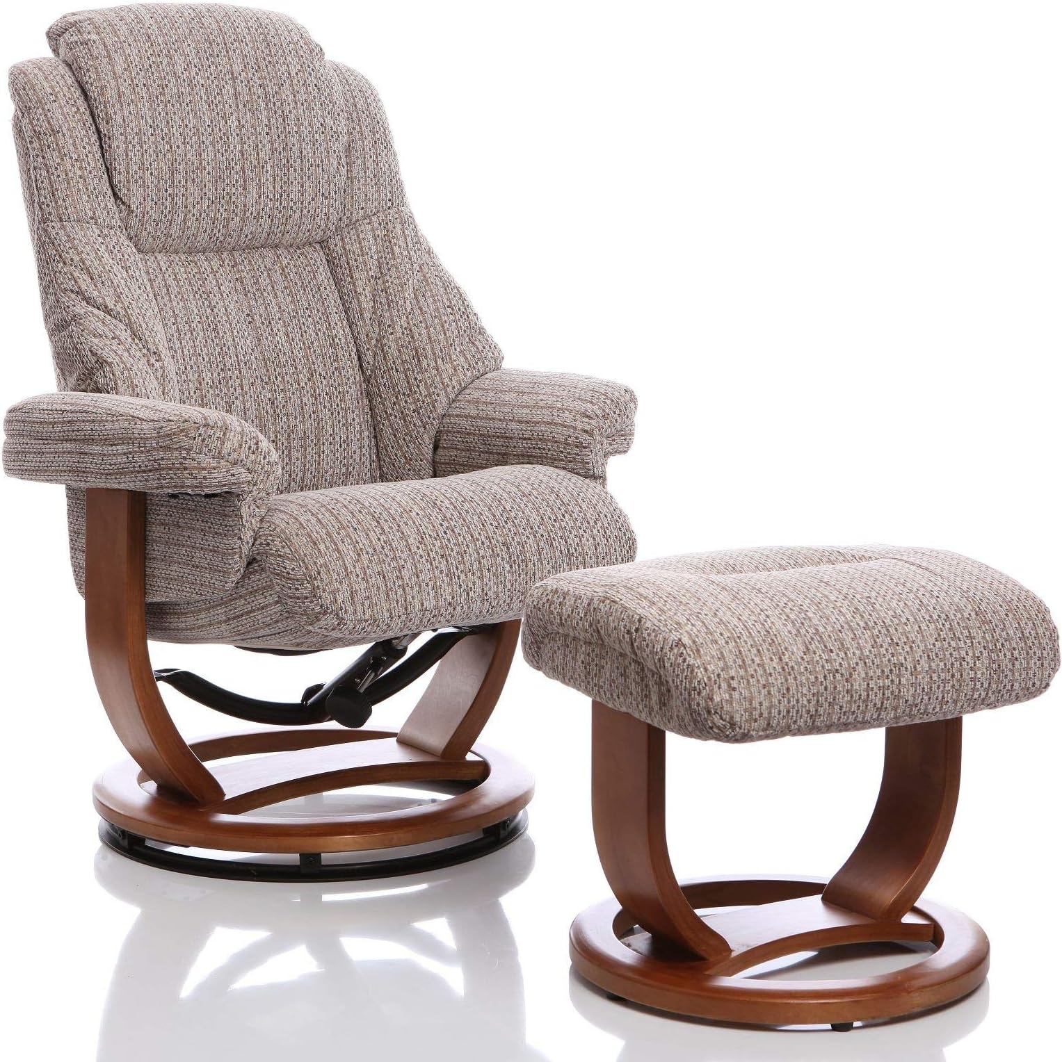 Oriental Leather Co Ltd The Emperor - Fabric Recliner Swivel Chair & Matching Footstool in Wheat