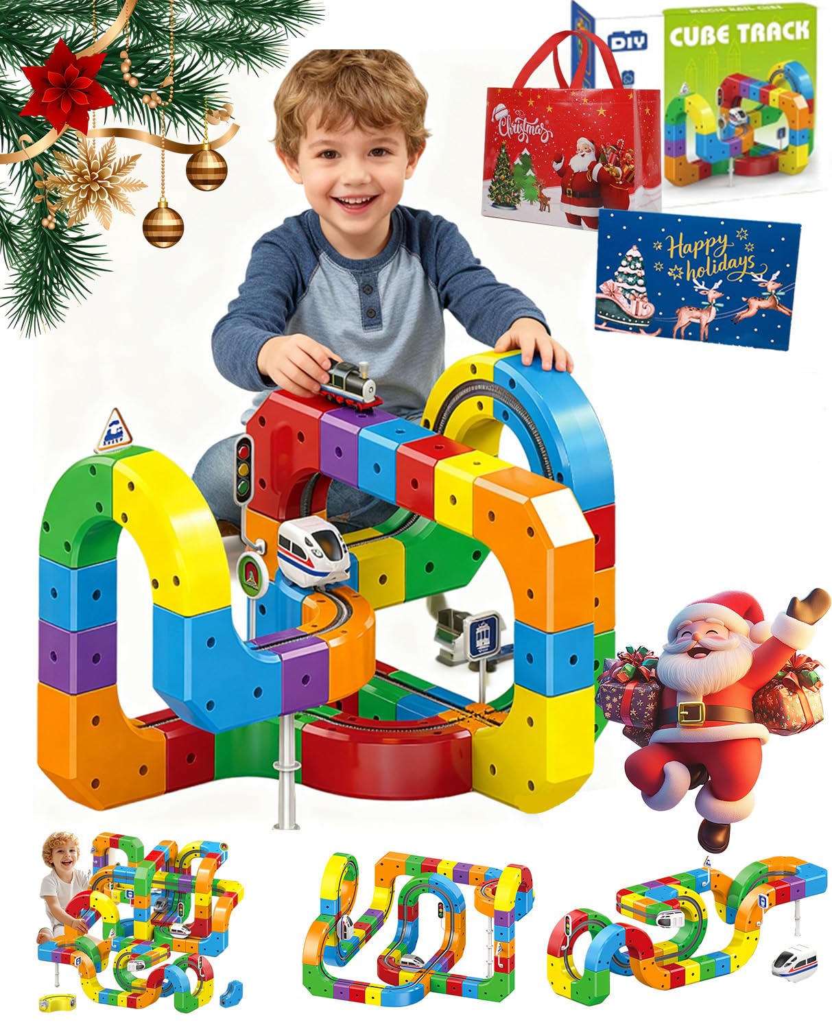 Smartoonkids 3D Infinity Track, DIY 3D Stem Electric Train Set Traffic Signs, Strengthen Logic, Anti-Gravity Smartoonkids Toys with Mix-and-Match Stem