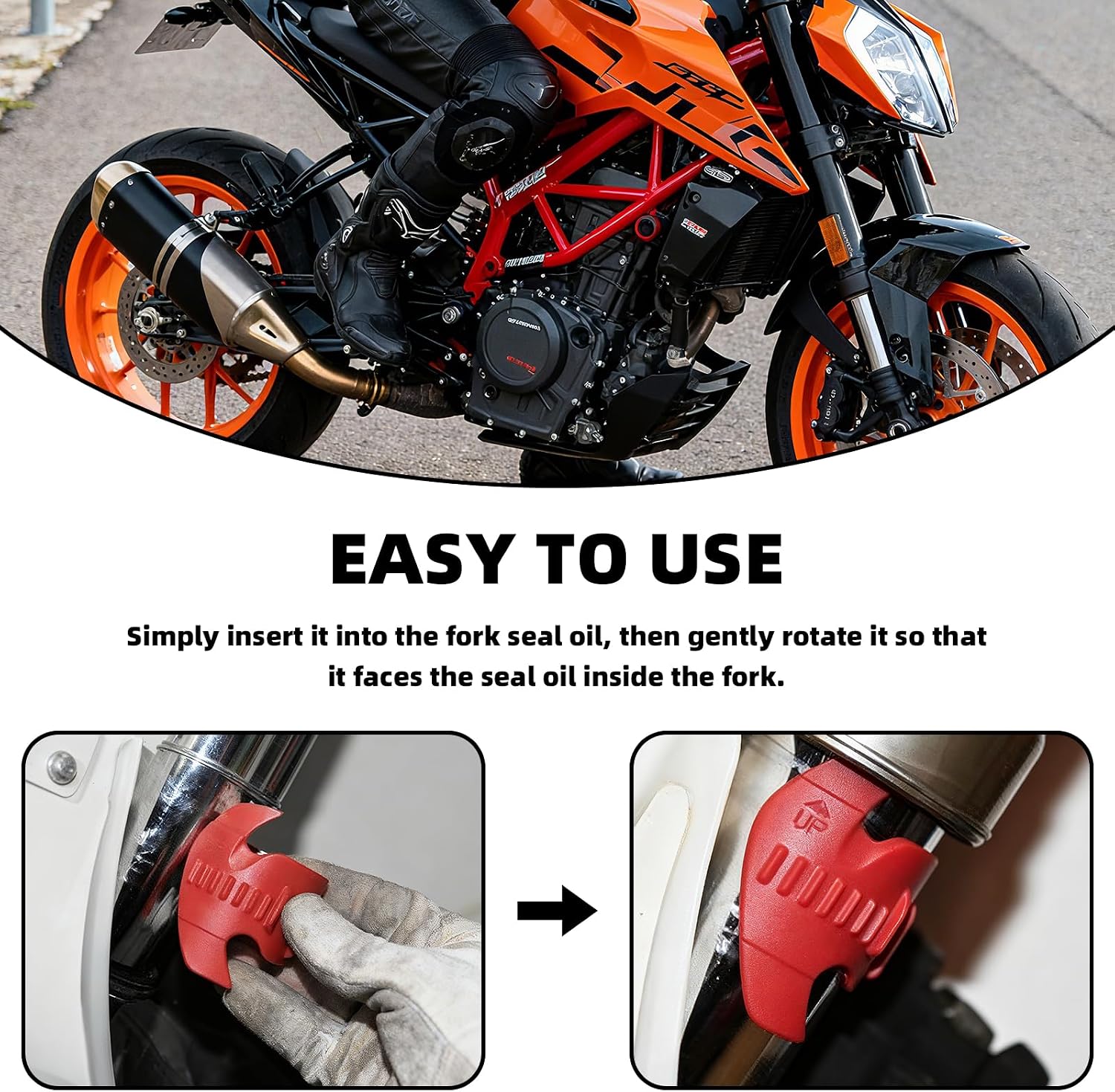 4 Pcs Motorcycle Fork Seal Cleaner, 45-55mm Universal Seal Mate Tool for Shock Absorber, Dirt Bike Maintenance Repair Accessories Includes a Pair of Gloves