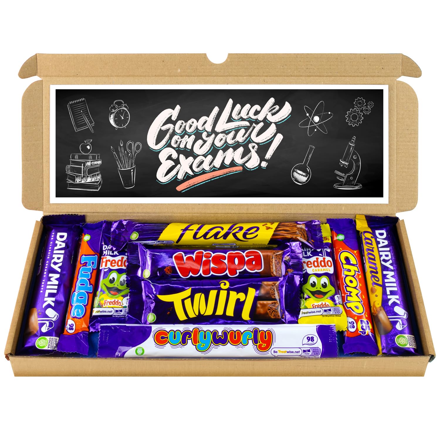 Selection Box Chocolate Hamper | Letter Box Gift | 10 Fullsize Dairy Milk Chocolate bars | Ideal Gifts For Women, Men, Kids (Good Luck Exams)