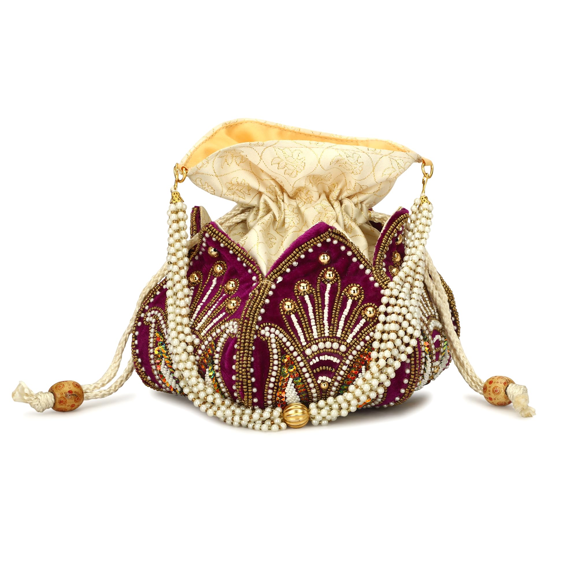 women lotus shape wedding party Potli bag-image-21