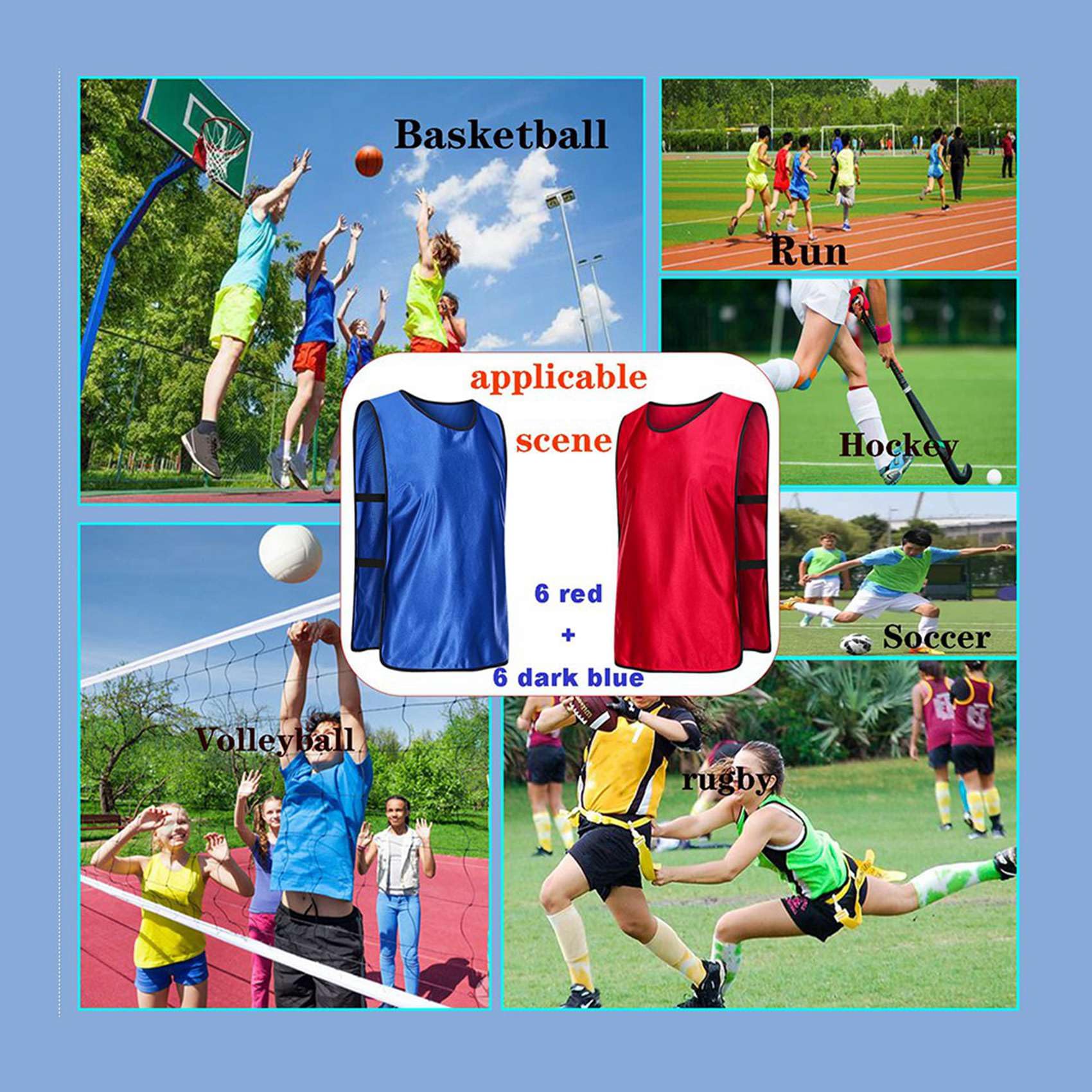 Gilets de 24 Dodgeball Enfants pour Aire de Jeux Rouge et Bleu