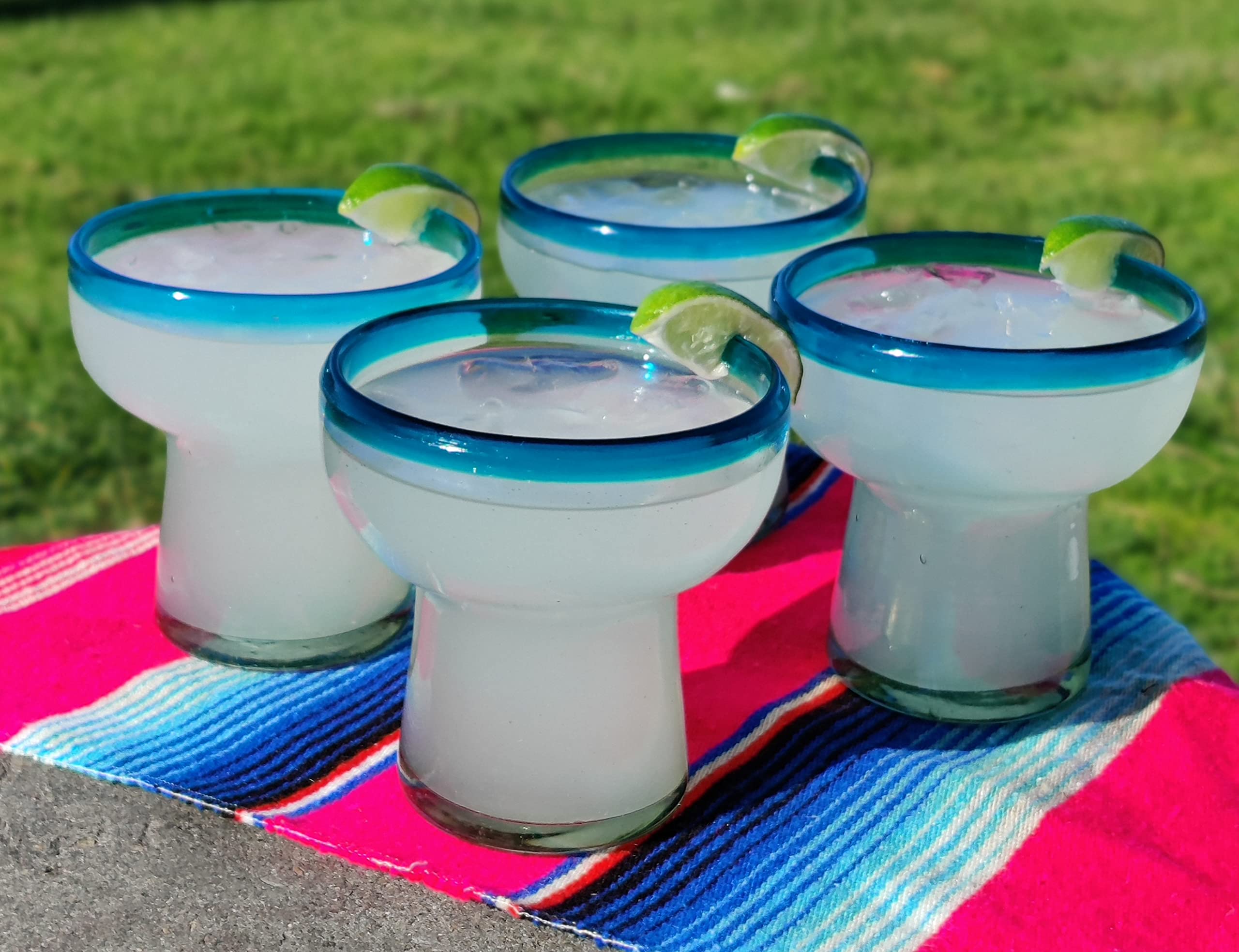 Dos Sueños Mexikanisches mundgeblasenes Glas – Set mit 4 mundgeblasenen Margarita-Gläsern ohne Stiel (400 ml)